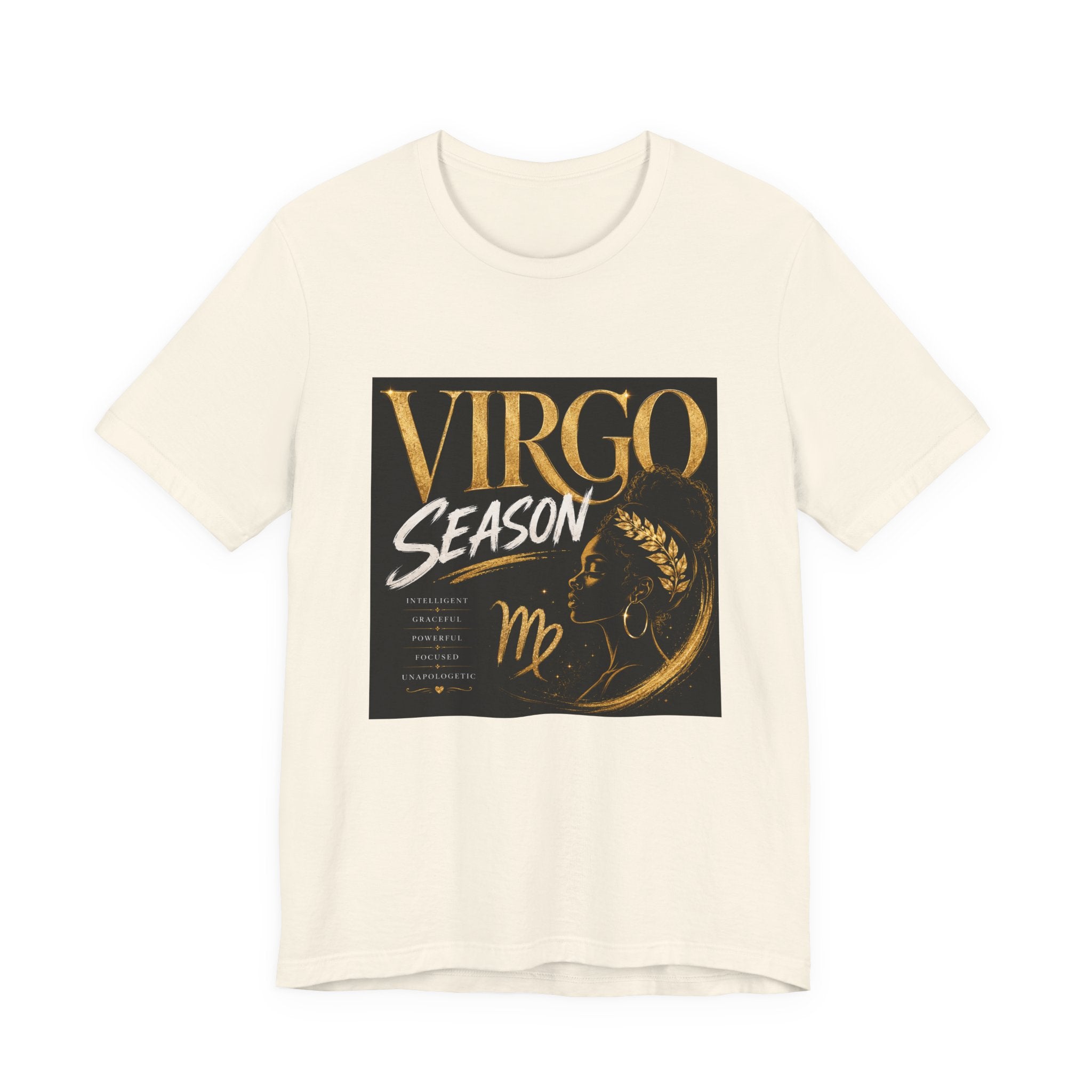 Virgo Season T-Shirt — Gold Astrology Tee with 'Virgo Season' Text