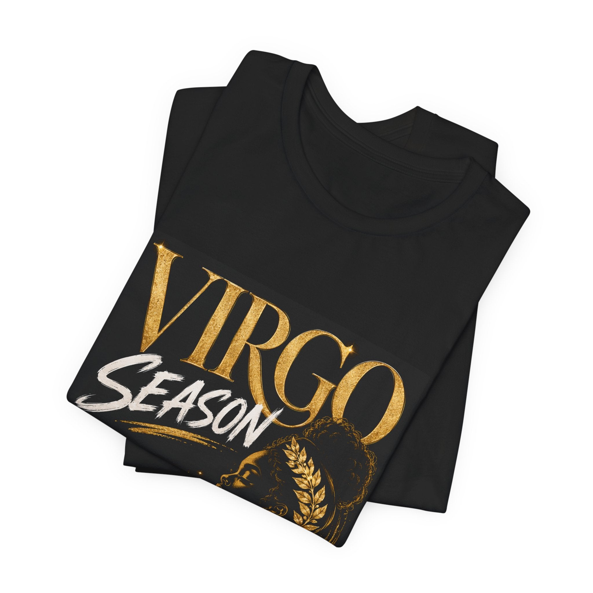 Virgo Season T-Shirt — Gold Astrology Tee with 'Virgo Season' Text