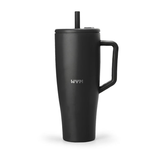 40oz Insulated Travel Tumbler with Handle & Lid — Engraved “Built Different” Design