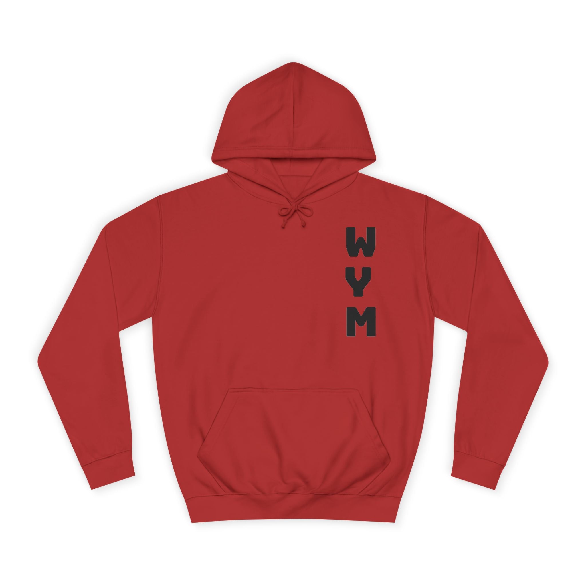 WYM Vertical Letter Hoodie — Minimal College-Style Pullover