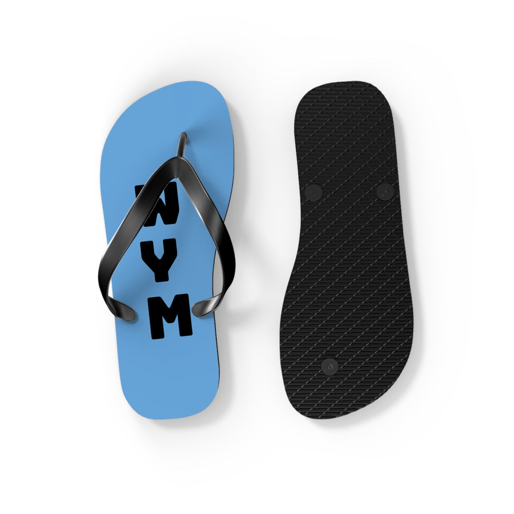 NYM Blue Flip Flops – Lightweight Beach Sandals with Vertical Logo
