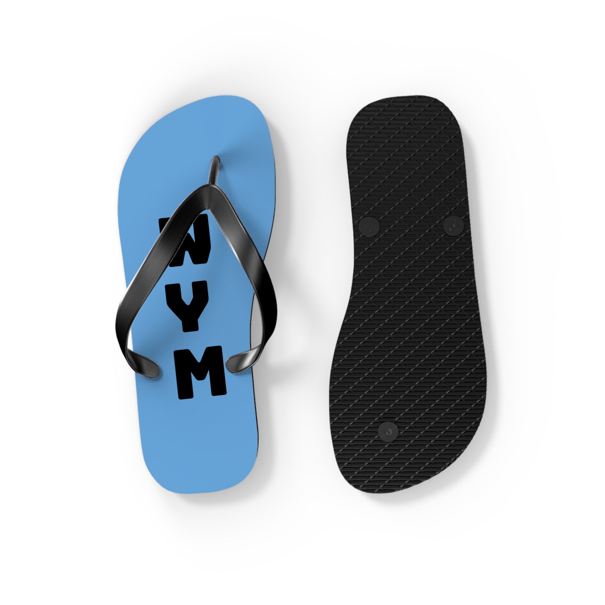 NYM Blue Flip Flops – Lightweight Beach Sandals with Vertical Logo