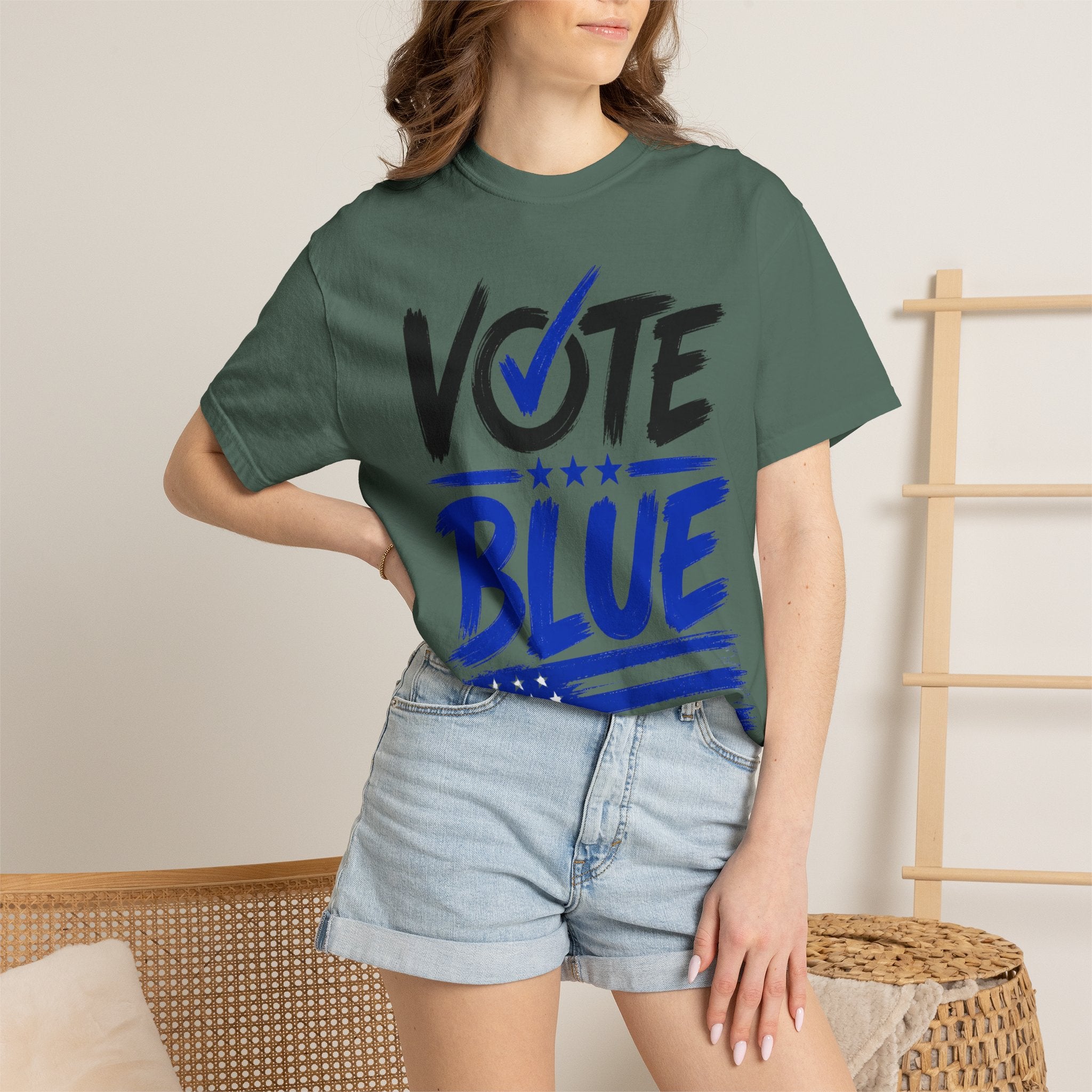 Vote Blue Tee — Garment-Dyed Vintage Style