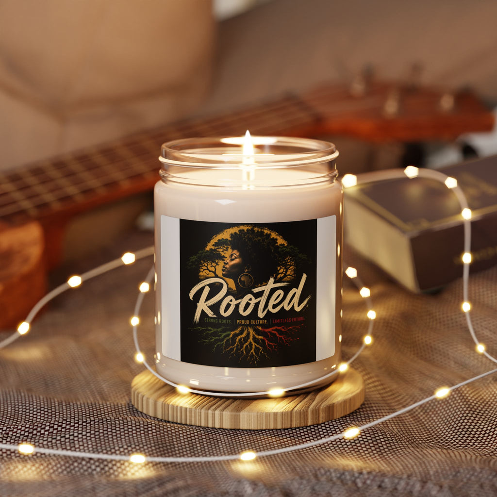 Rooted Soy Candle — 9oz Scented Jar Candle with Afro Tree Design