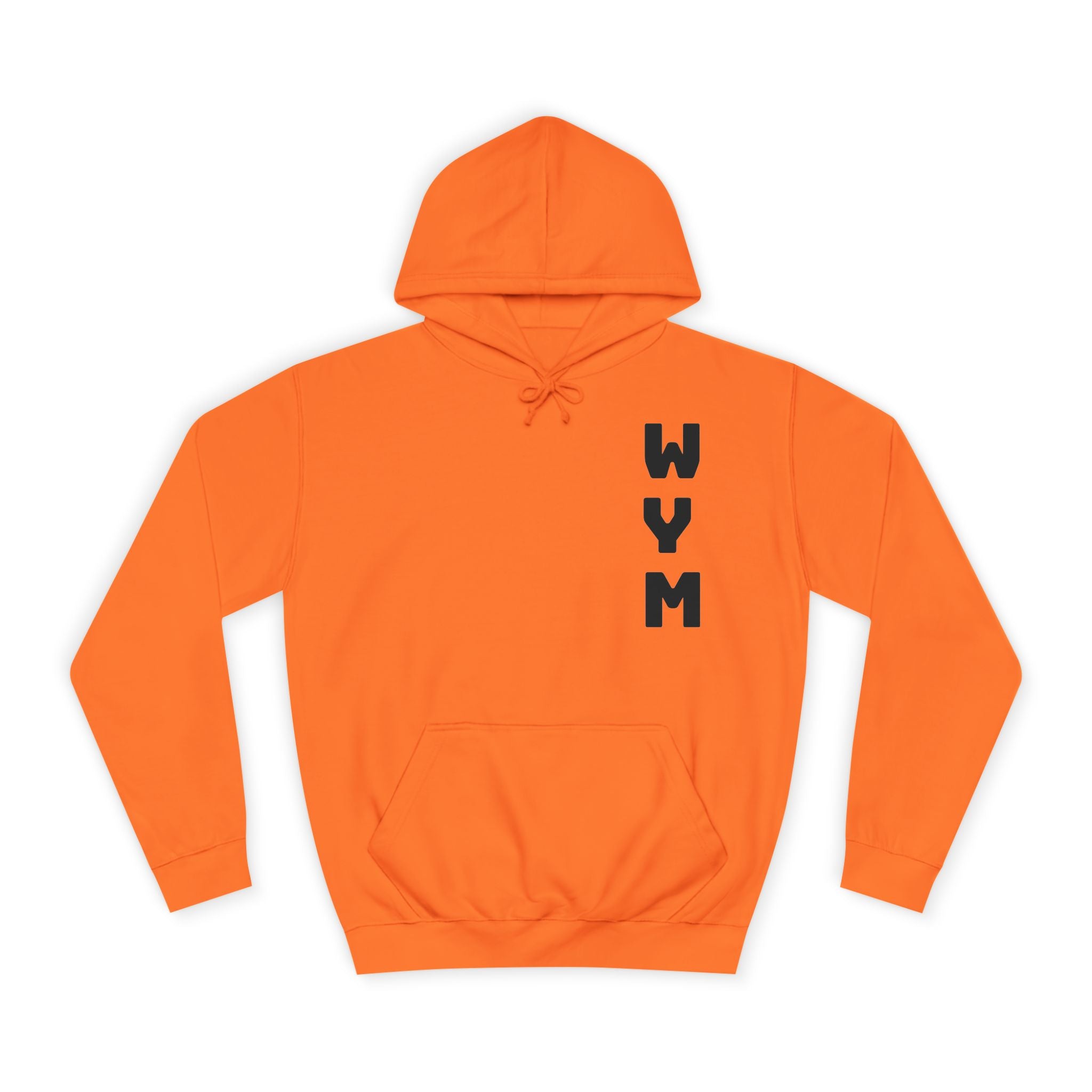 WYM Vertical Letter Hoodie — Minimal College-Style Pullover