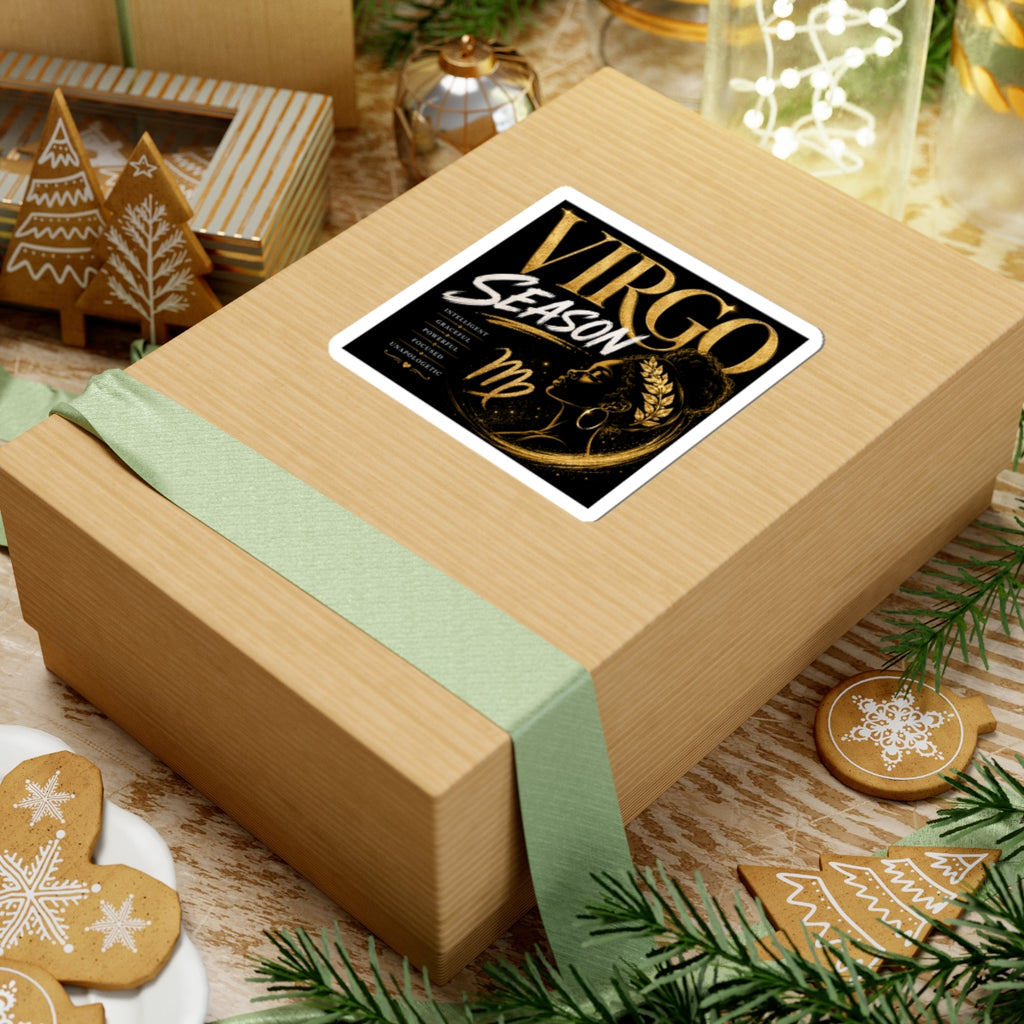 Virgo Season Kiss-Cut Sticker — Gold Zodiac Virgo Design