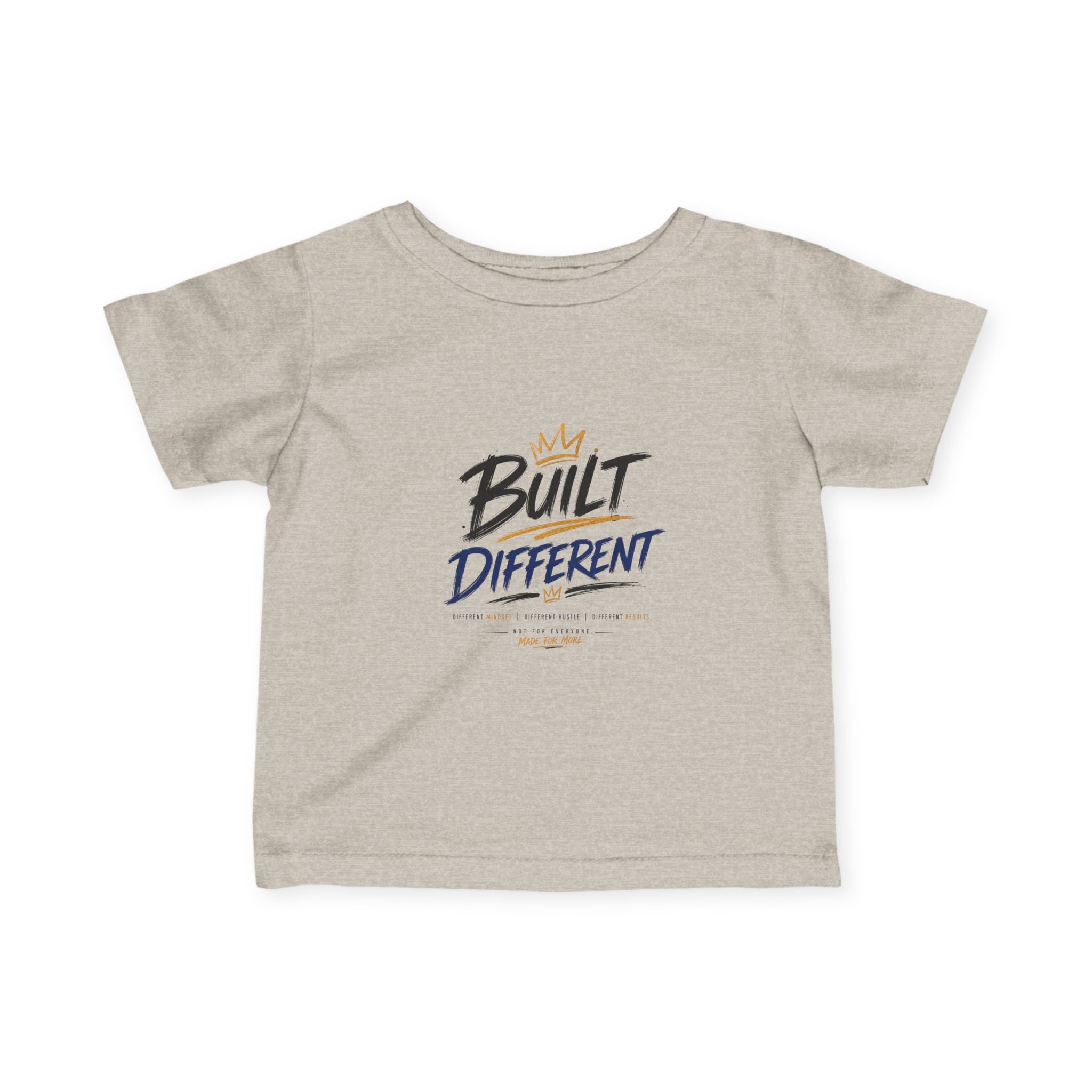 Infant Tee "Built Different" – Baby Graphic Shirt with Crown Design
