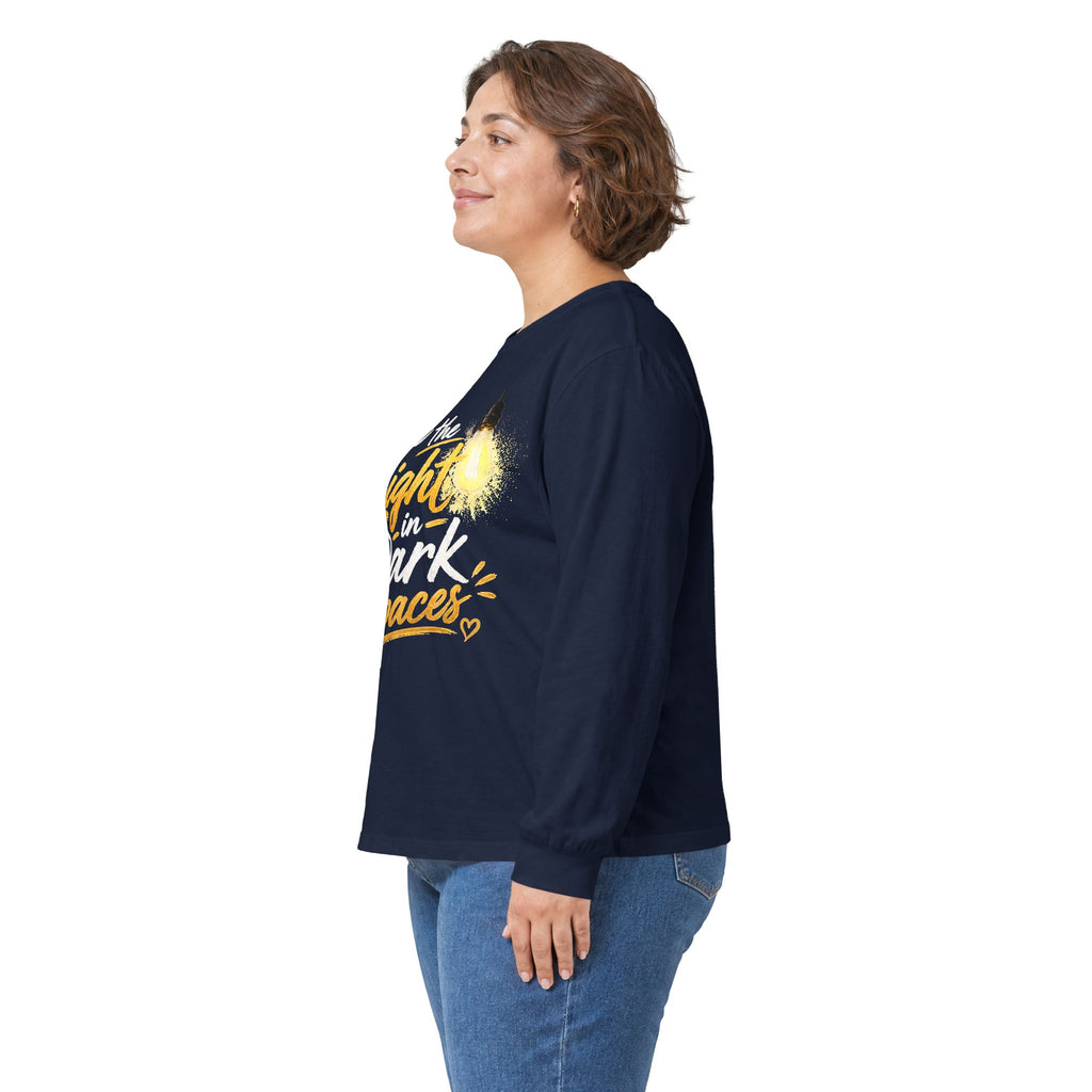 Wear Your Moment Unisex Inspirational Long Sleeve T-Shirt – Be the Light in Dark Spaces, Sizes S–4XL