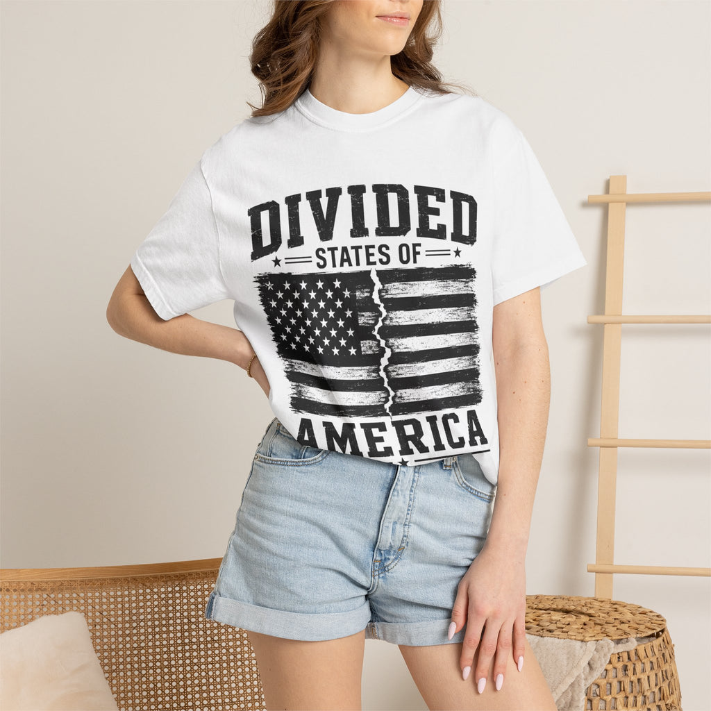 Divided States of America T-Shirt — Distressed Flag Political Graphic Tee