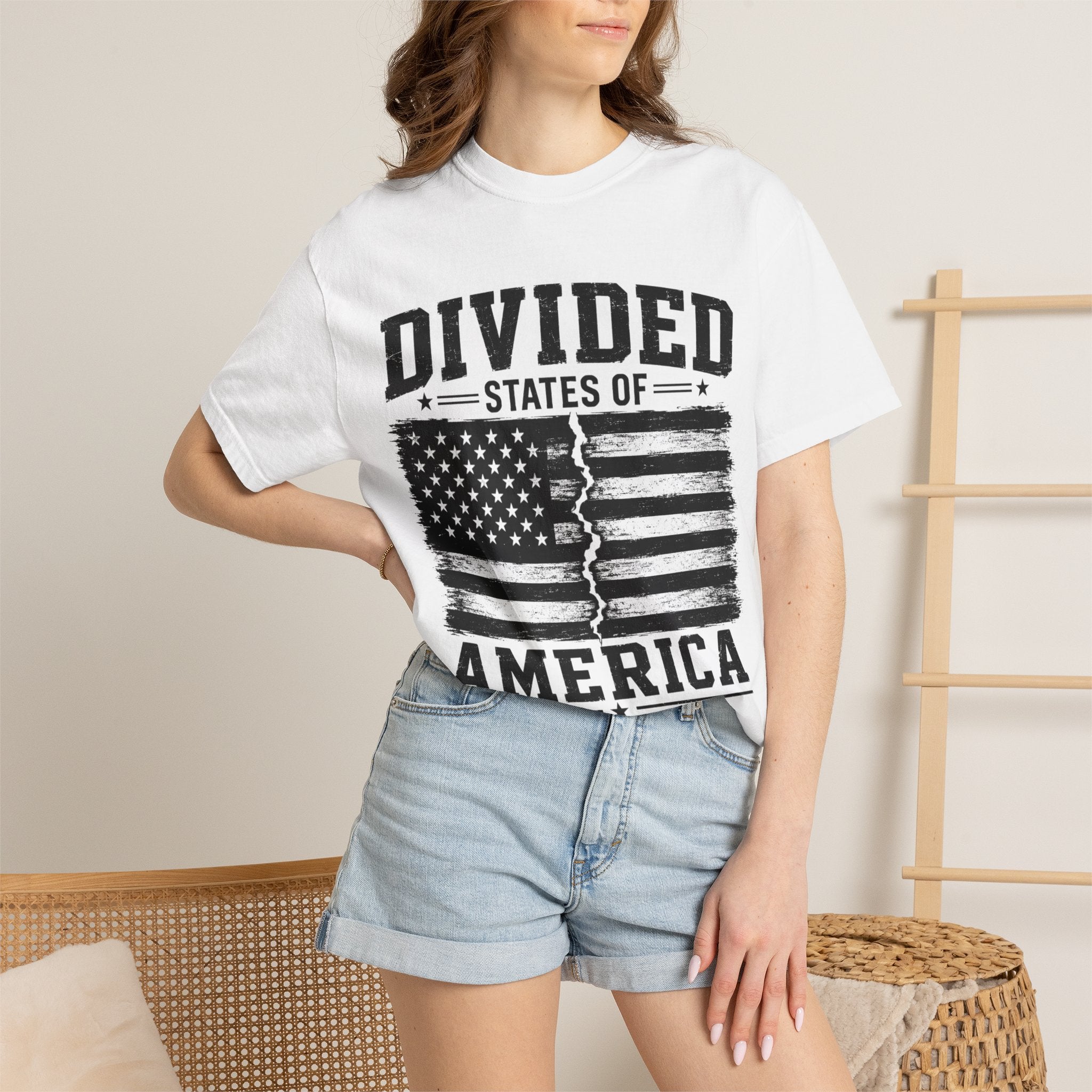 Divided States of America T-Shirt — Distressed Flag Political Graphic Tee