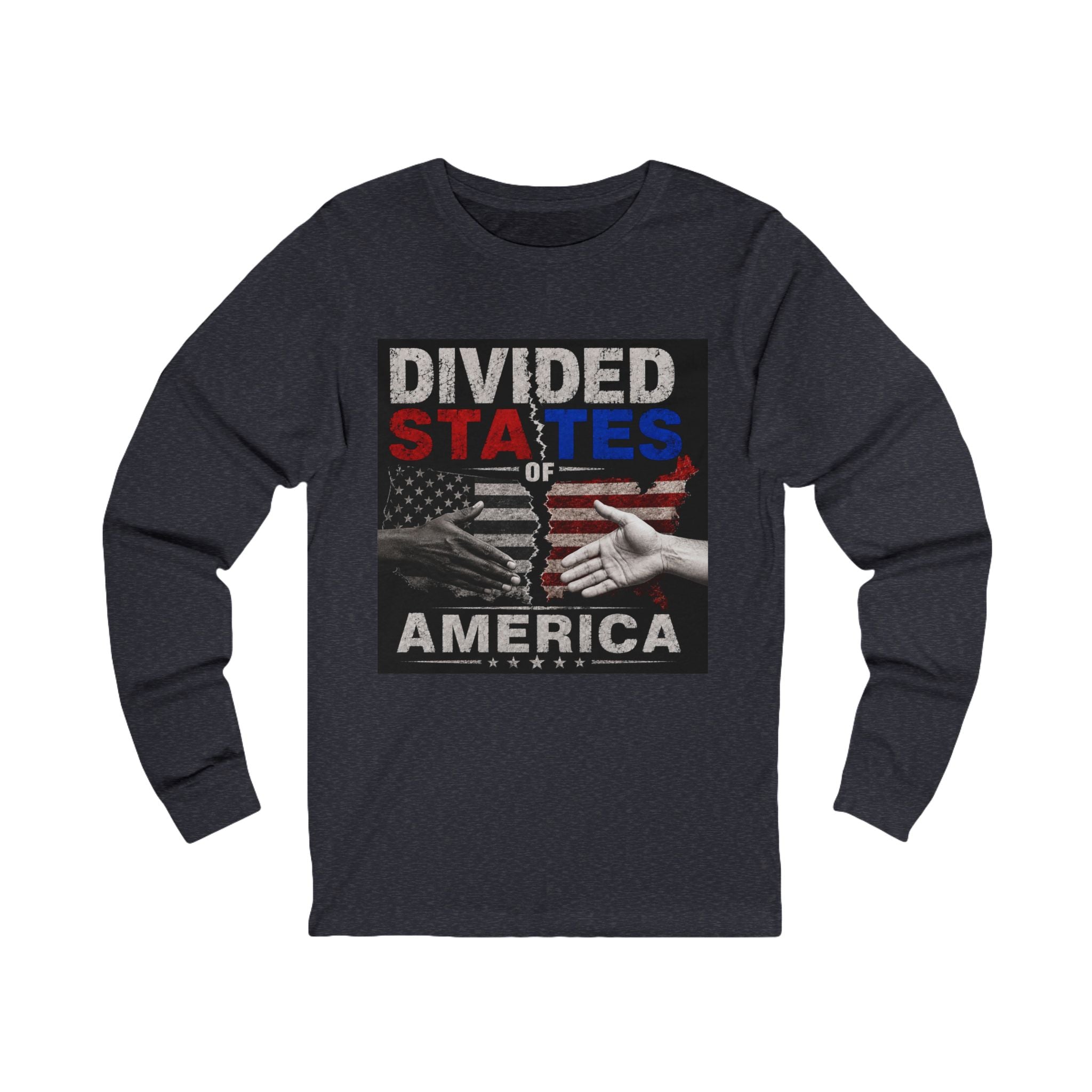 Divided States of America Long Sleeve Tee — Political Unity Graphic Shirt