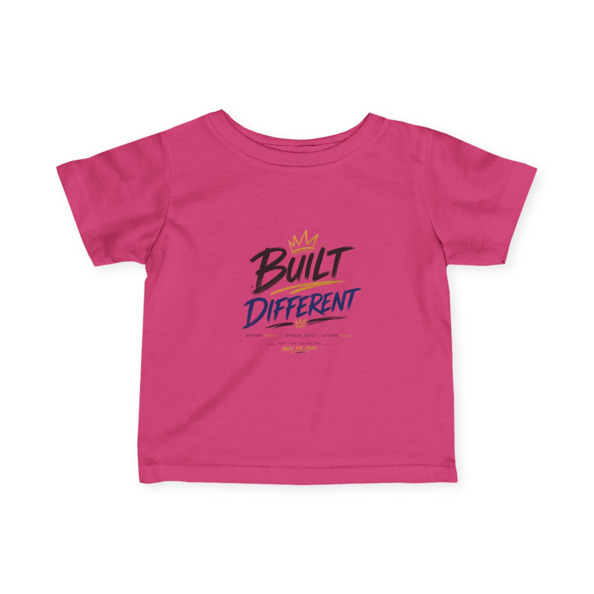 Infant Tee "Built Different" – Baby Graphic Shirt with Crown Design