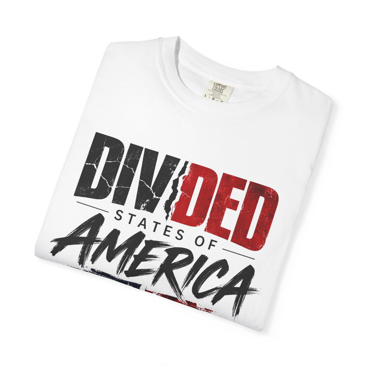 Divided States of America Graphic Tee — Distressed Flag Political T-Shirt
