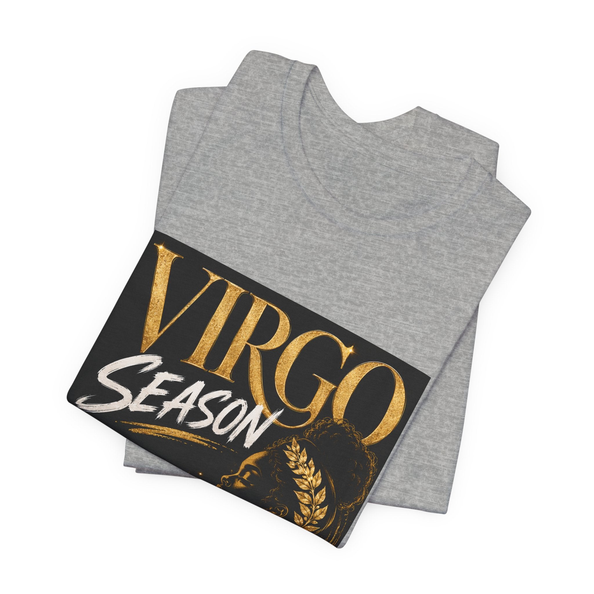 Virgo Season T-Shirt — Gold Astrology Tee with 'Virgo Season' Text