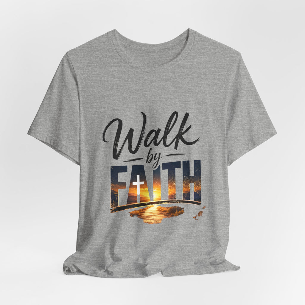 Wear Your Moment Women's Graphic T-Shirt – Walk by Faith Sunset Cross, Garment-Dyed, Sizes S–4XL