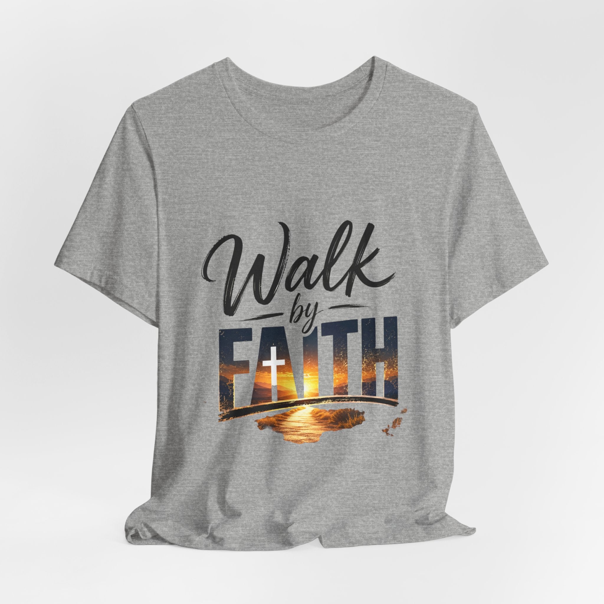 Wear Your Moment Women's Graphic T-Shirt – Walk by Faith Sunset Cross, Garment-Dyed, Sizes S–4XL