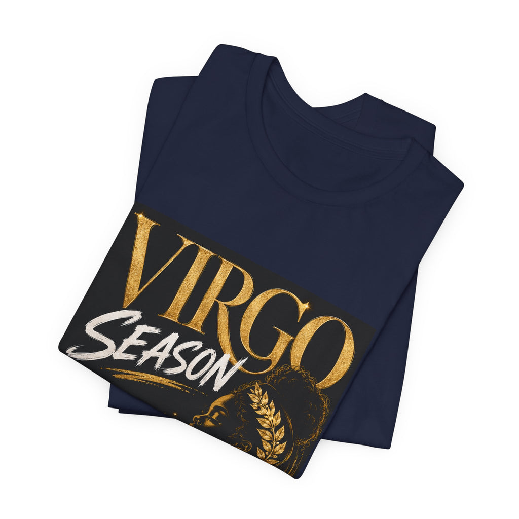 Virgo Season T-Shirt — Gold Astrology Tee with 'Virgo Season' Text