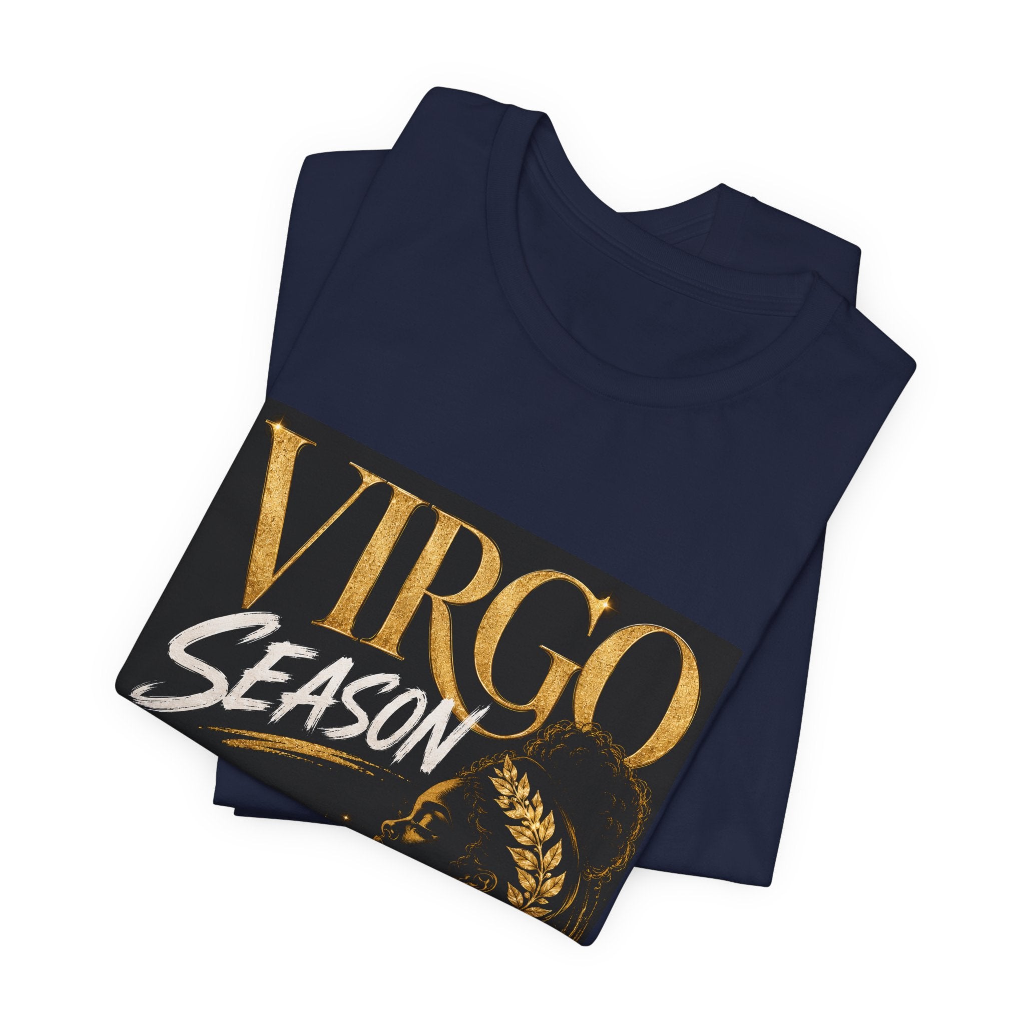 Virgo Season T-Shirt — Gold Astrology Tee with 'Virgo Season' Text