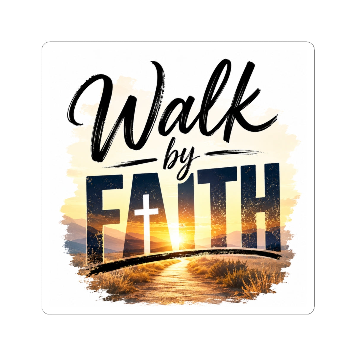 Faith Sticker — "Walk by Faith" Inspirational Christian Vinyl Sticker