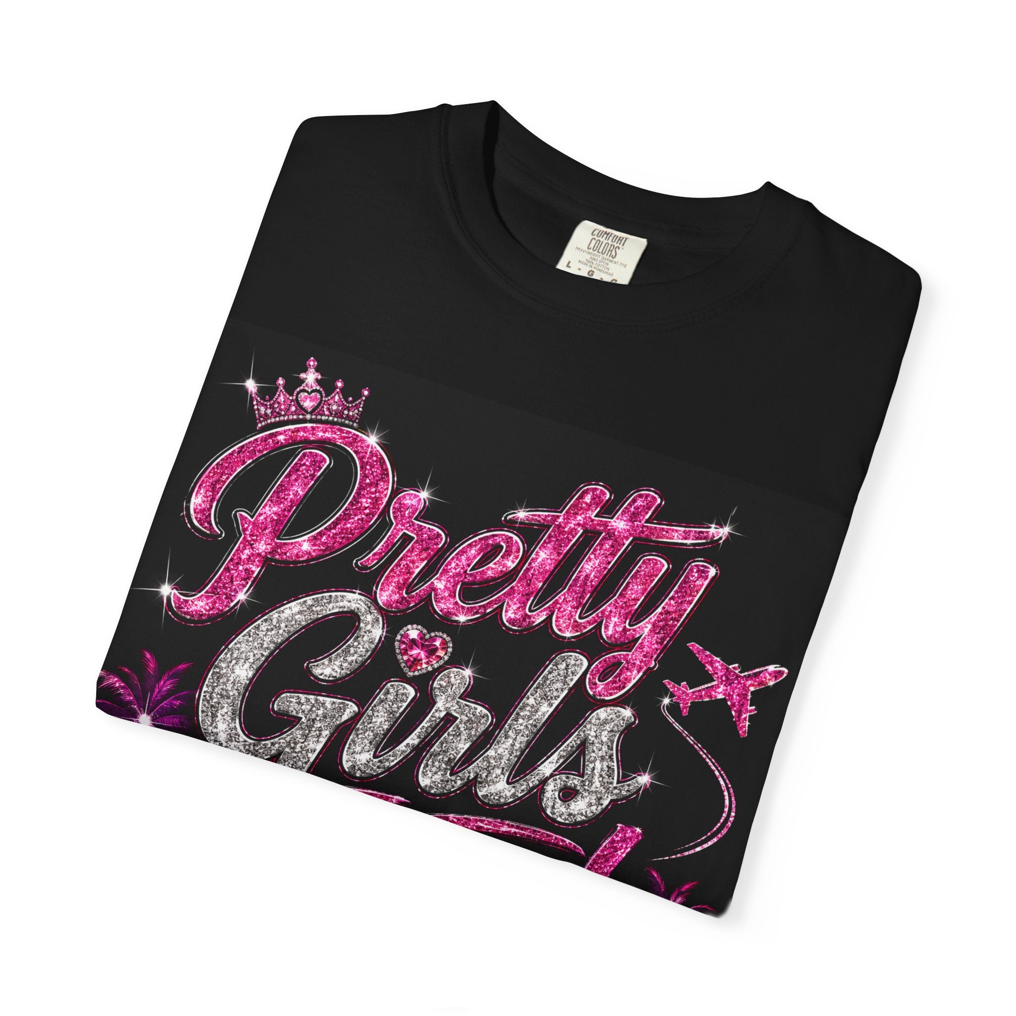 Pretty Girls Travel T-Shirt — Glitter Pink Travel Tee for Women, Bachelorette & Vacation Shirt