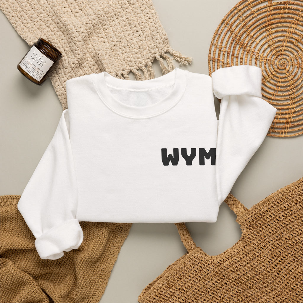 WYM Minimalist Crewneck Sweatshirt — White Casual Pullover