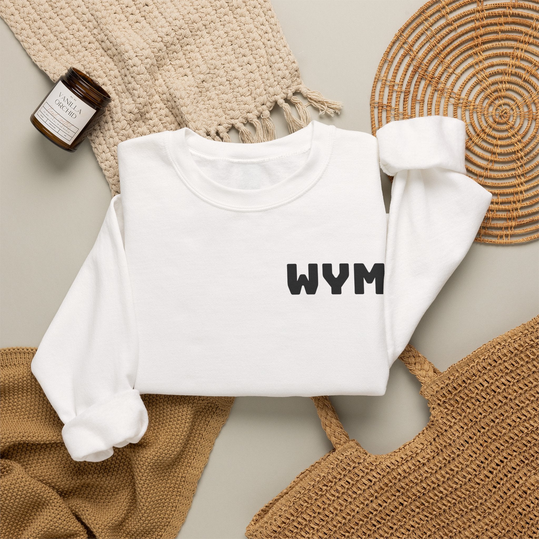 WYM Minimalist Crewneck Sweatshirt — White Casual Pullover