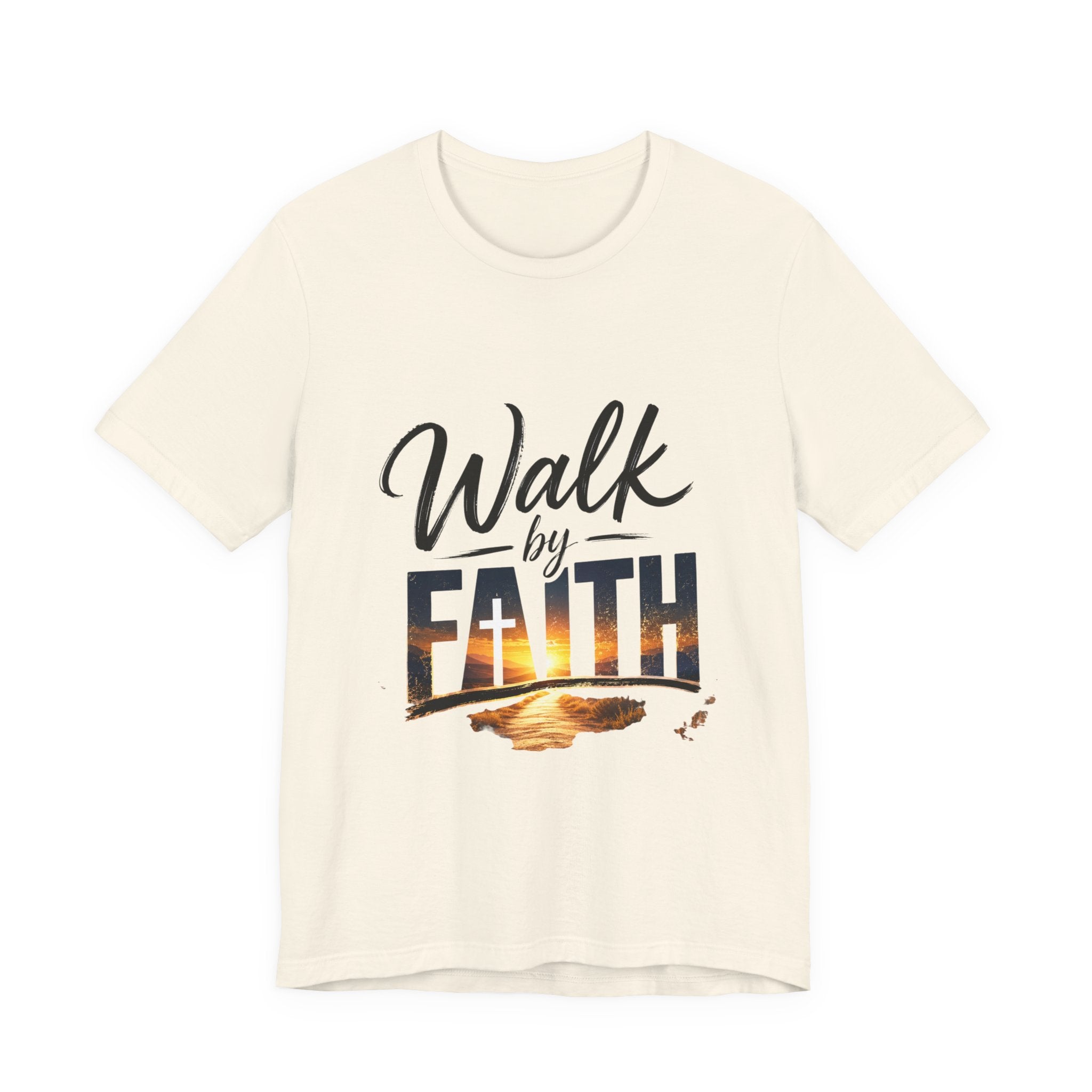 Wear Your Moment Women's Graphic T-Shirt – Walk by Faith Sunset Cross, Garment-Dyed, Sizes S–4XL