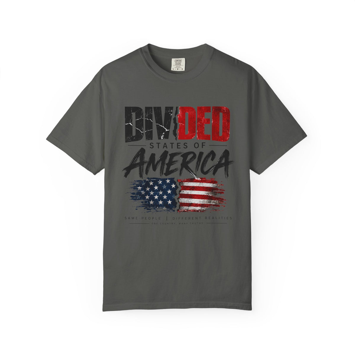 Divided States of America Graphic Tee — Distressed Flag Political T-Shirt