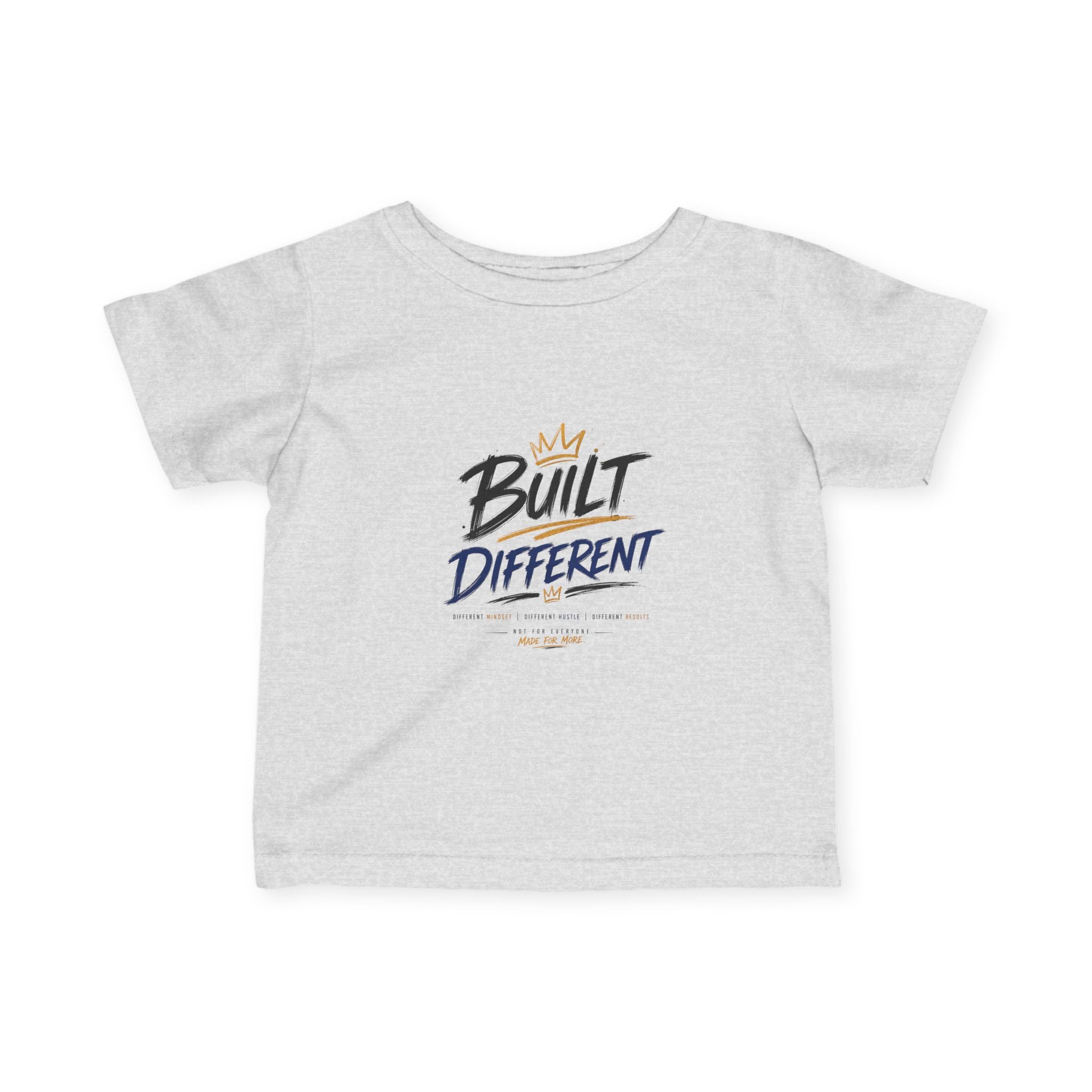 Infant Tee "Built Different" – Baby Graphic Shirt with Crown Design