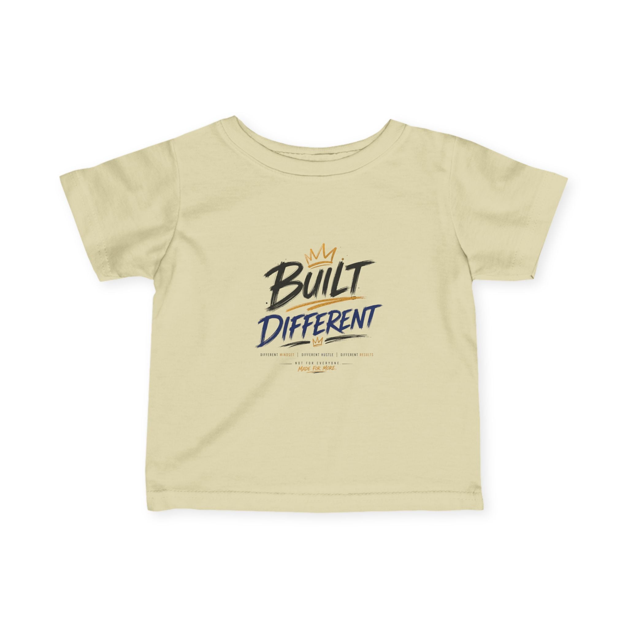 Infant Tee "Built Different" – Baby Graphic Shirt with Crown Design