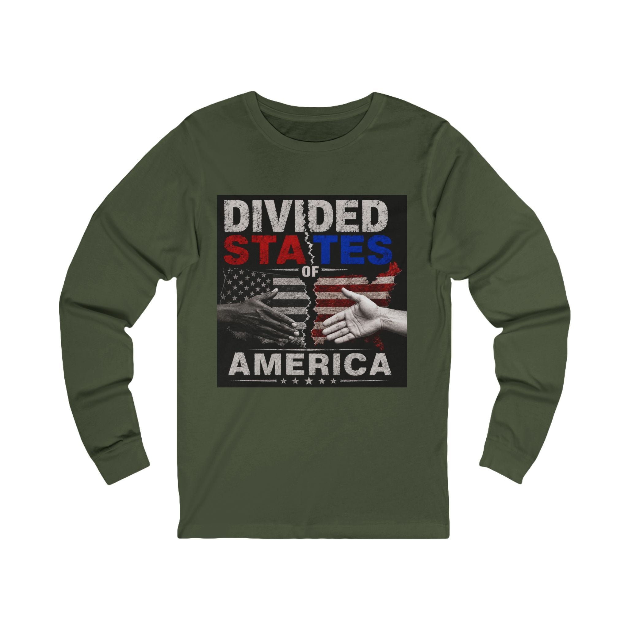 Divided States of America Long Sleeve Tee — Political Unity Graphic Shirt