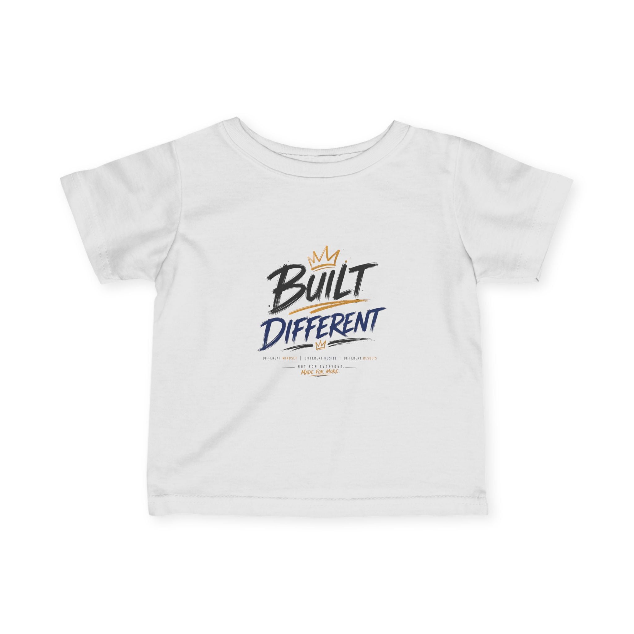 Infant Tee "Built Different" – Baby Graphic Shirt with Crown Design