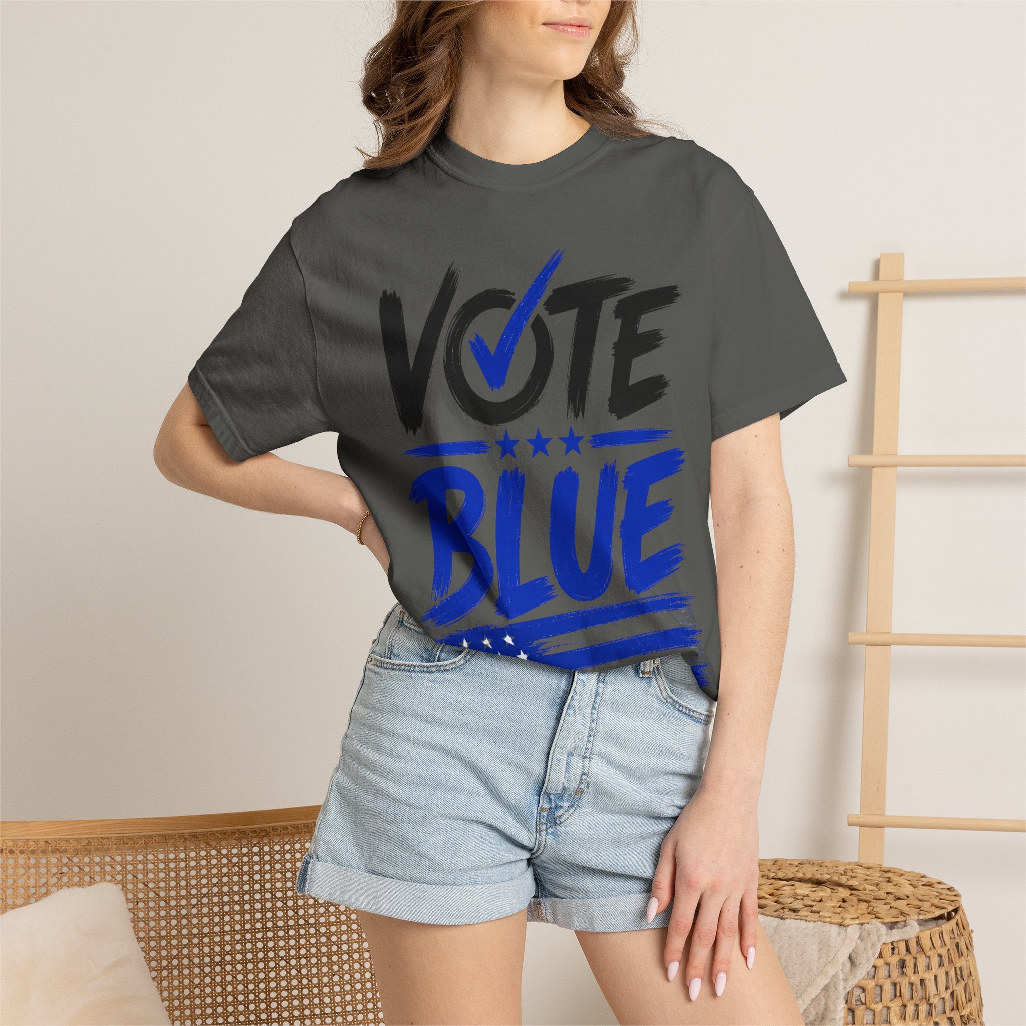Vote Blue Tee — Garment-Dyed Vintage Style