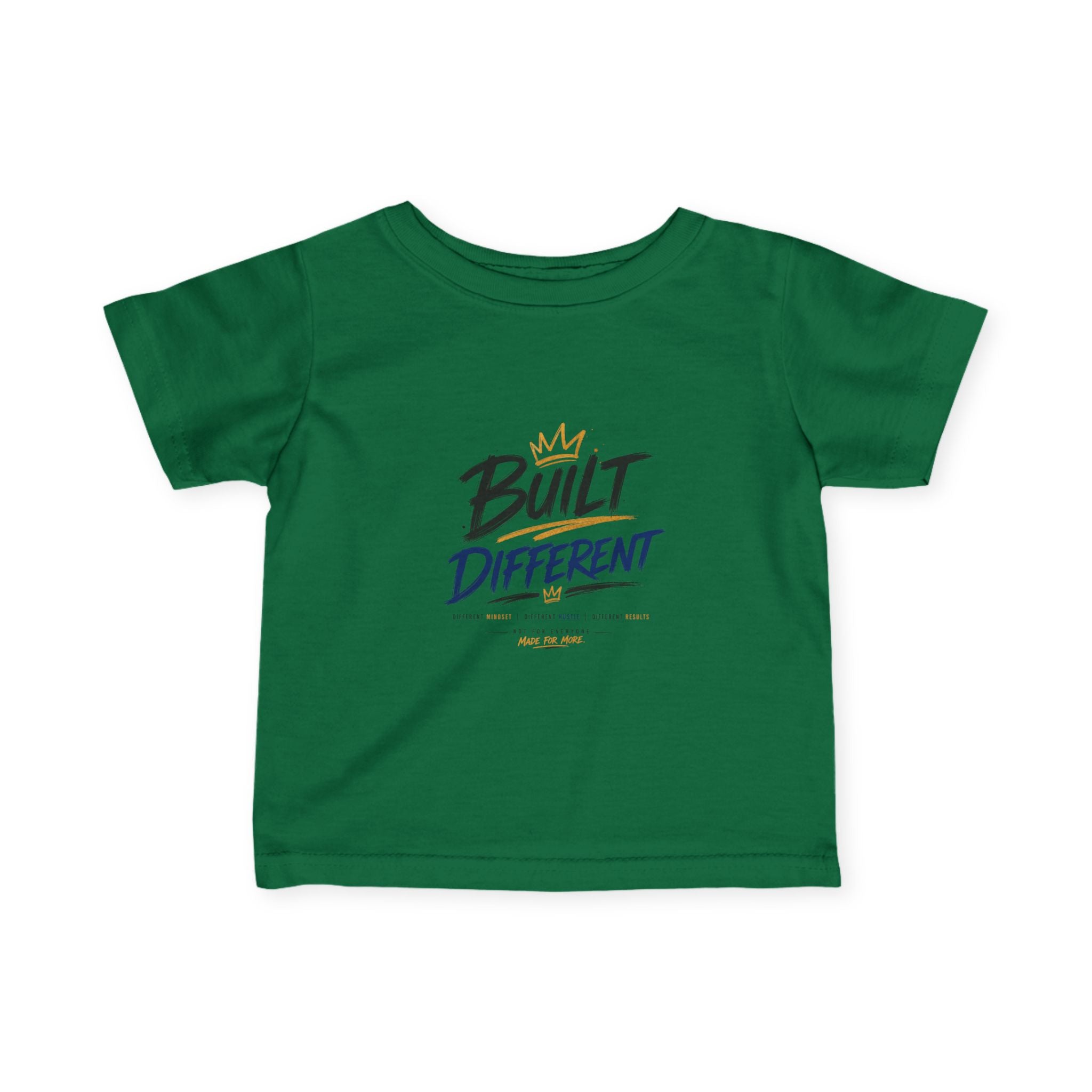 Infant Tee "Built Different" – Baby Graphic Shirt with Crown Design