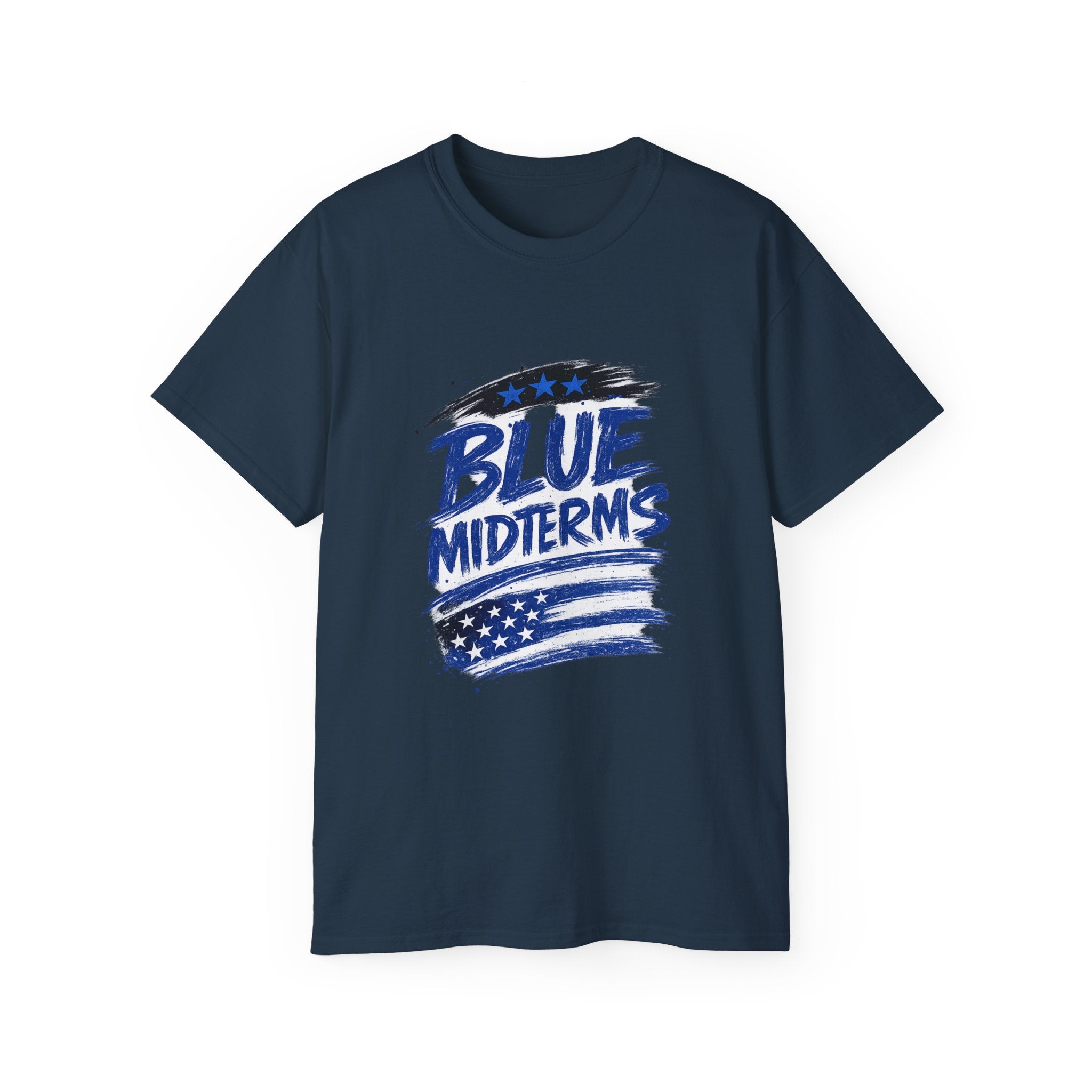 Blue Midterms Tee — Flag Brushstroke Graphic
