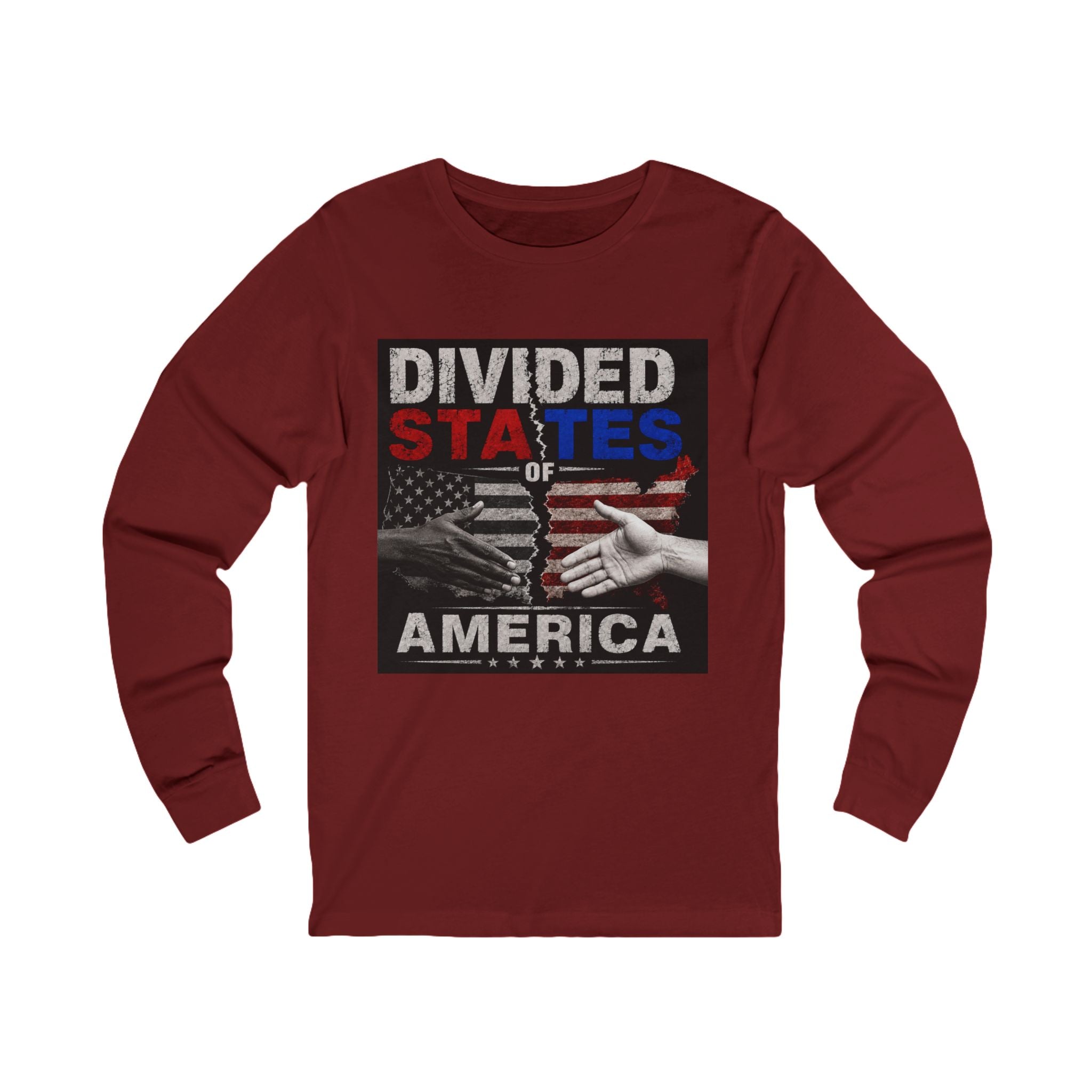 Divided States of America Long Sleeve Tee — Political Unity Graphic Shirt