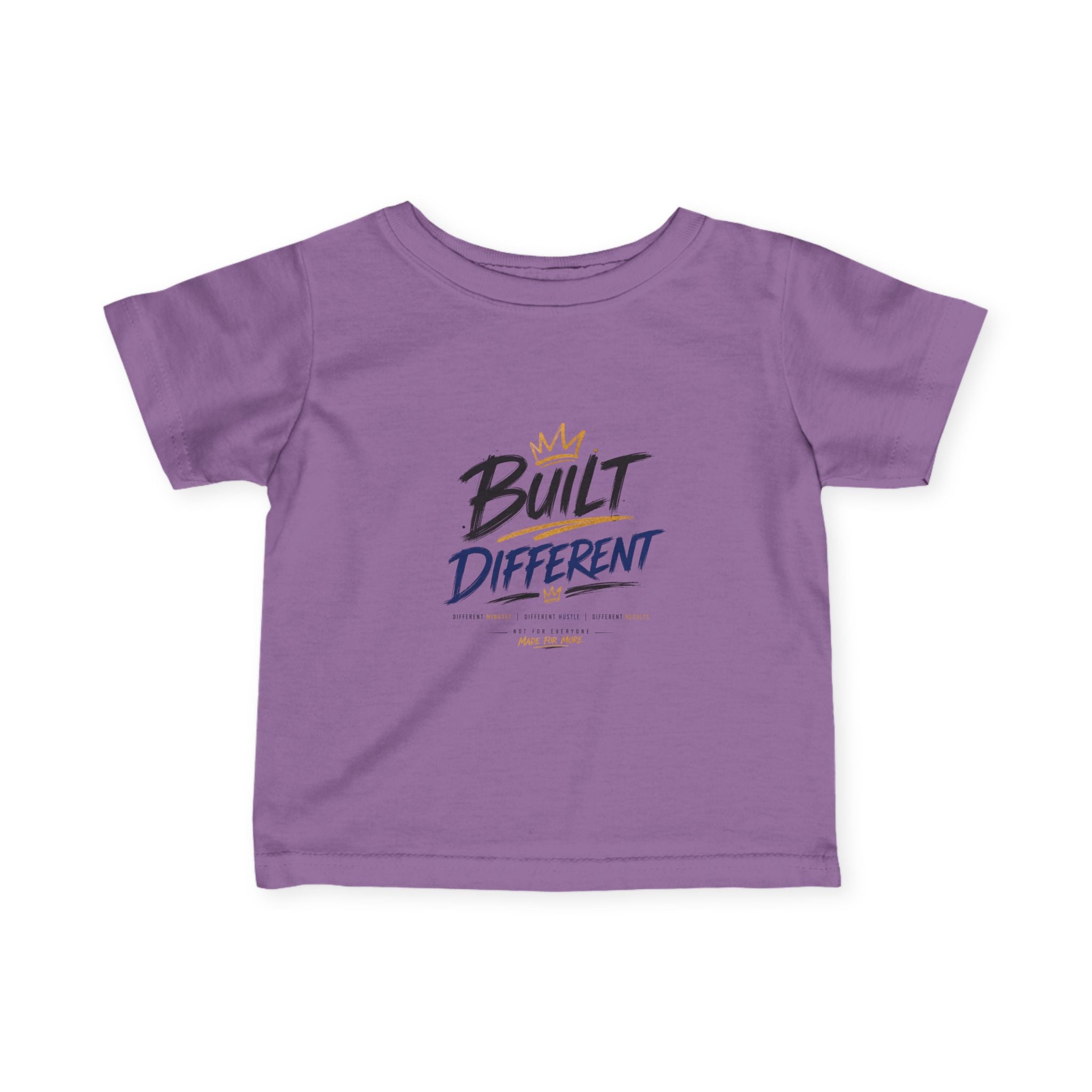 Infant Tee "Built Different" – Baby Graphic Shirt with Crown Design