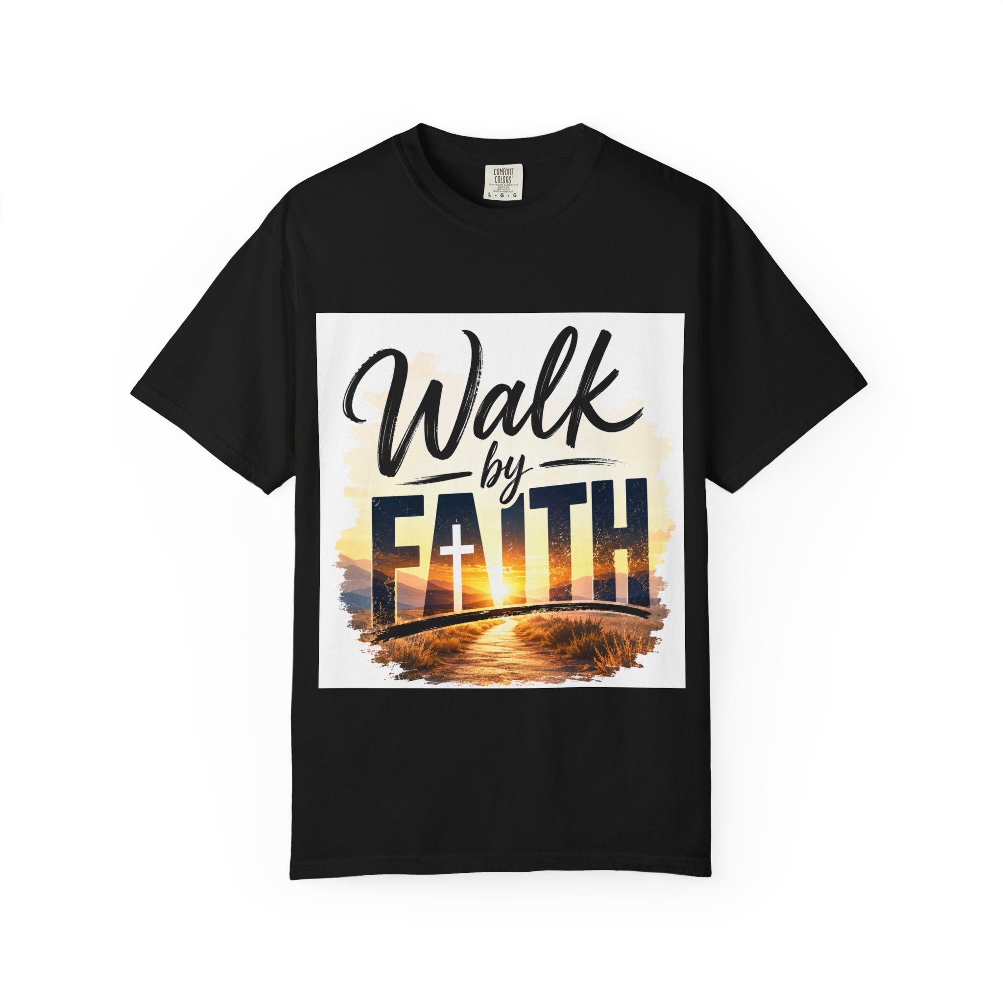 Wear Your Moment Women's Graphic T-Shirt – Walk by Faith Sunrise Cross, Ring-Spun Cotton, Sizes S–4XL