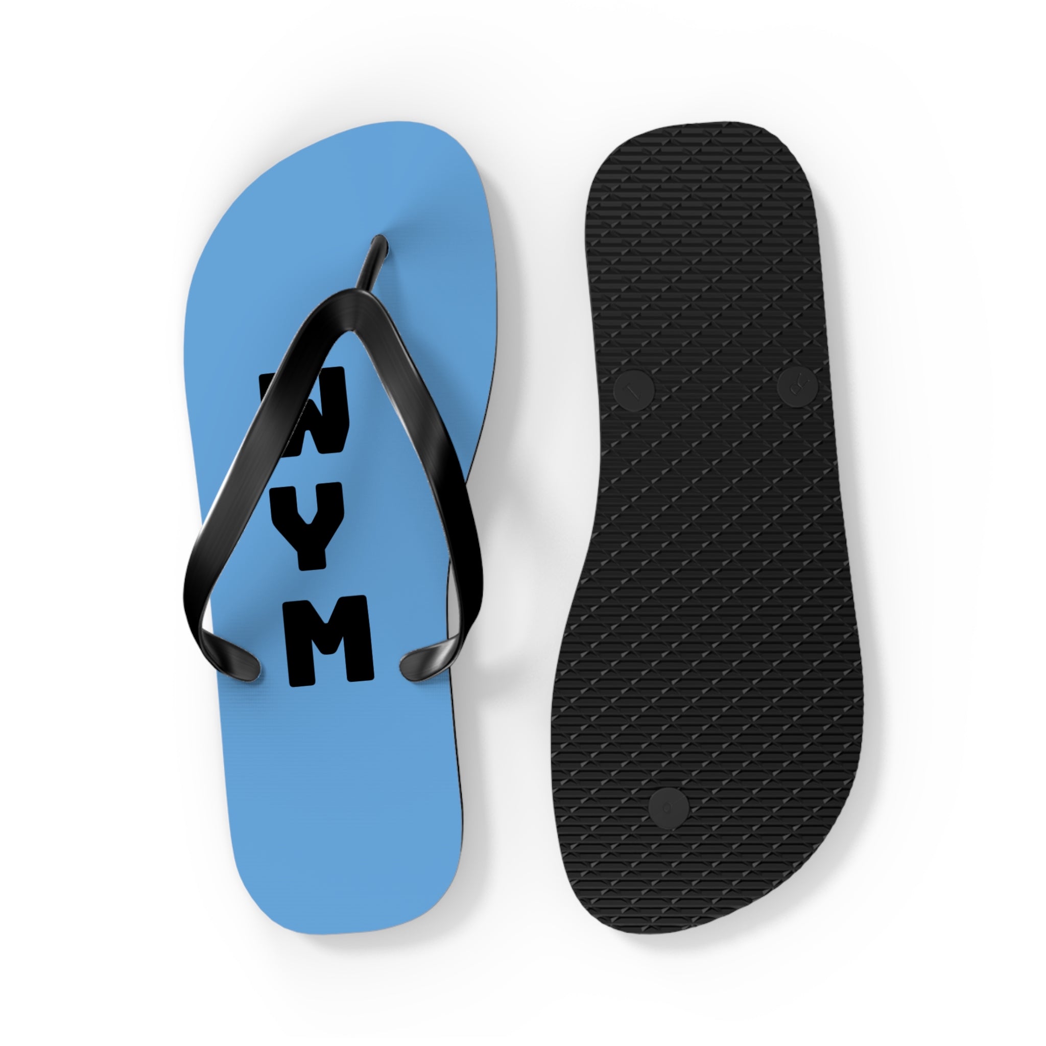 NYM Blue Flip Flops – Lightweight Beach Sandals with Vertical Logo