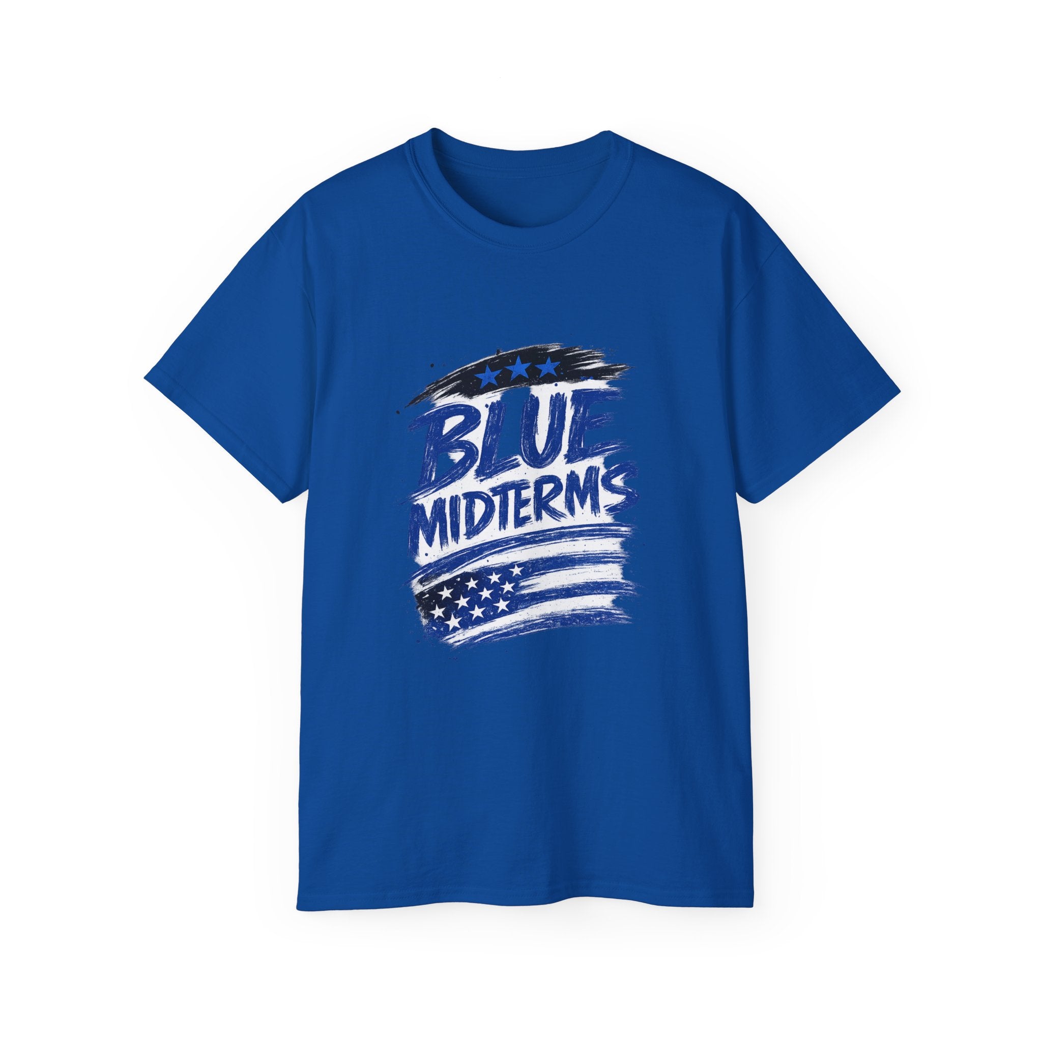 Blue Midterms Tee — Flag Brushstroke Graphic