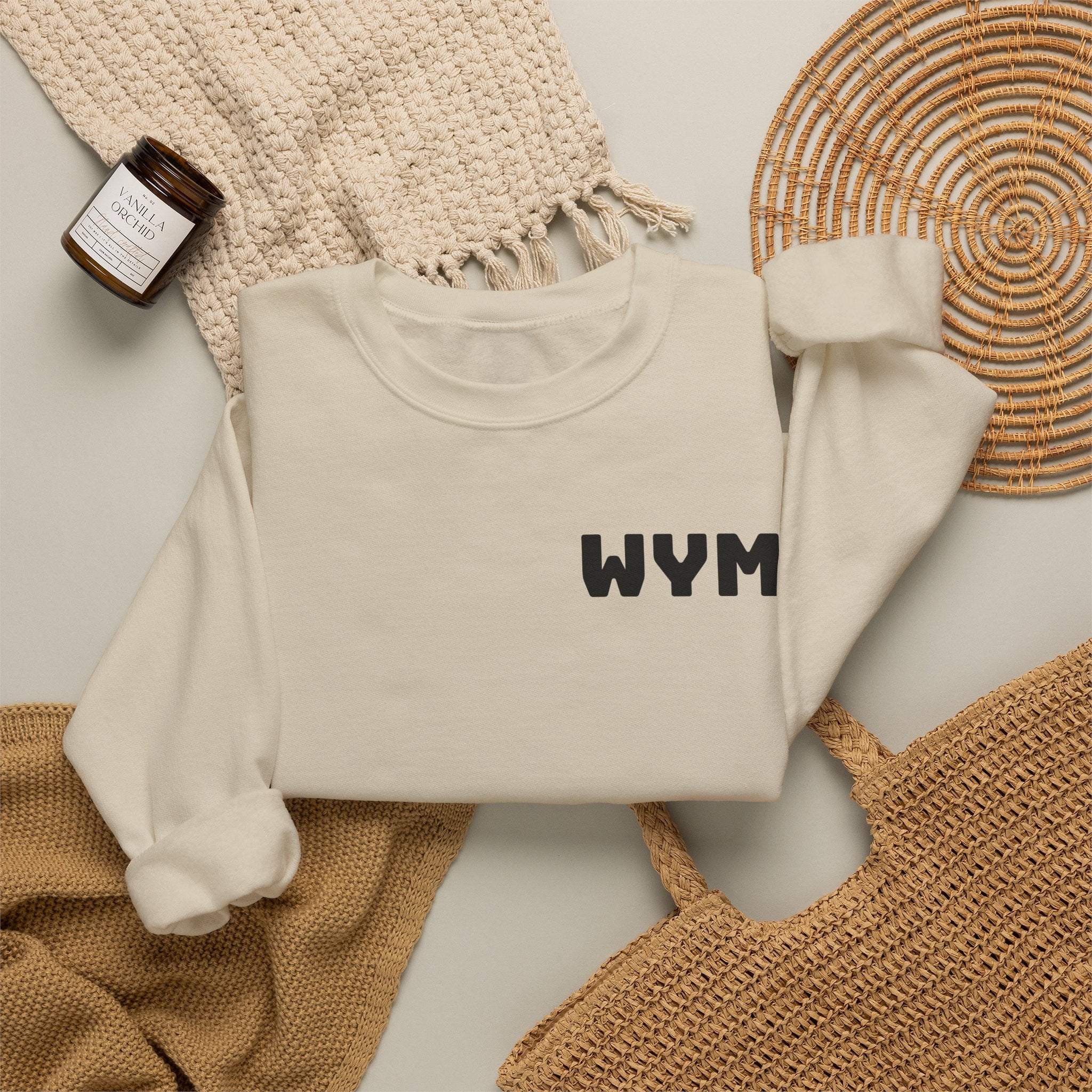 WYM Minimalist Crewneck Sweatshirt — White Casual Pullover
