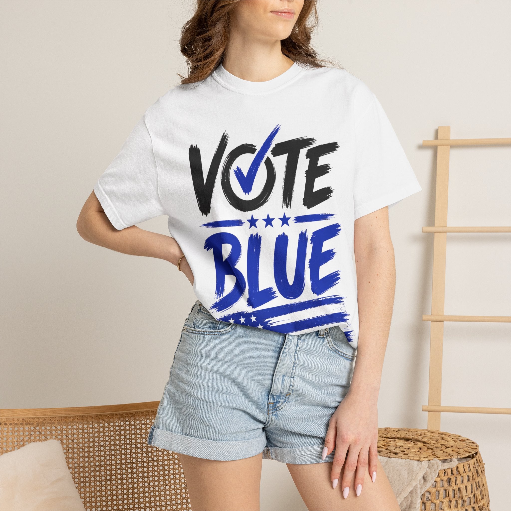 Vote Blue Tee — Garment-Dyed Vintage Style
