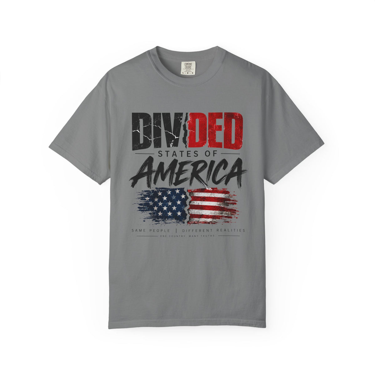 Divided States of America Graphic Tee — Distressed Flag Political T-Shirt