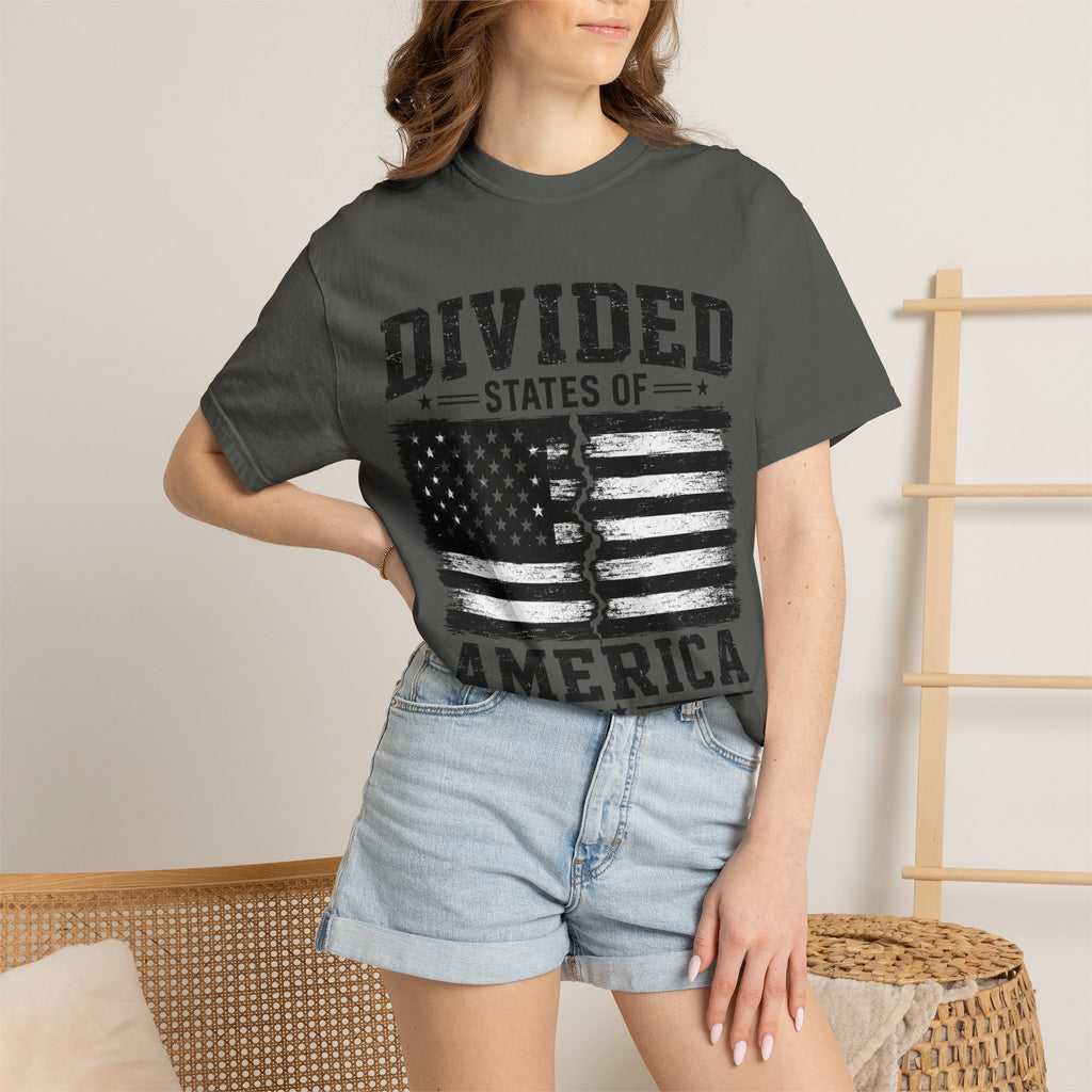 Divided States of America T-Shirt — Distressed Flag Political Graphic Tee