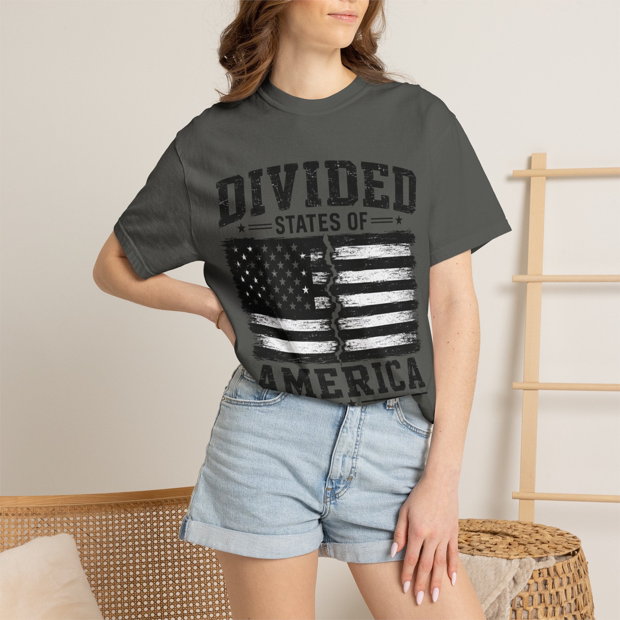 Divided States of America T-Shirt — Distressed Flag Political Graphic Tee