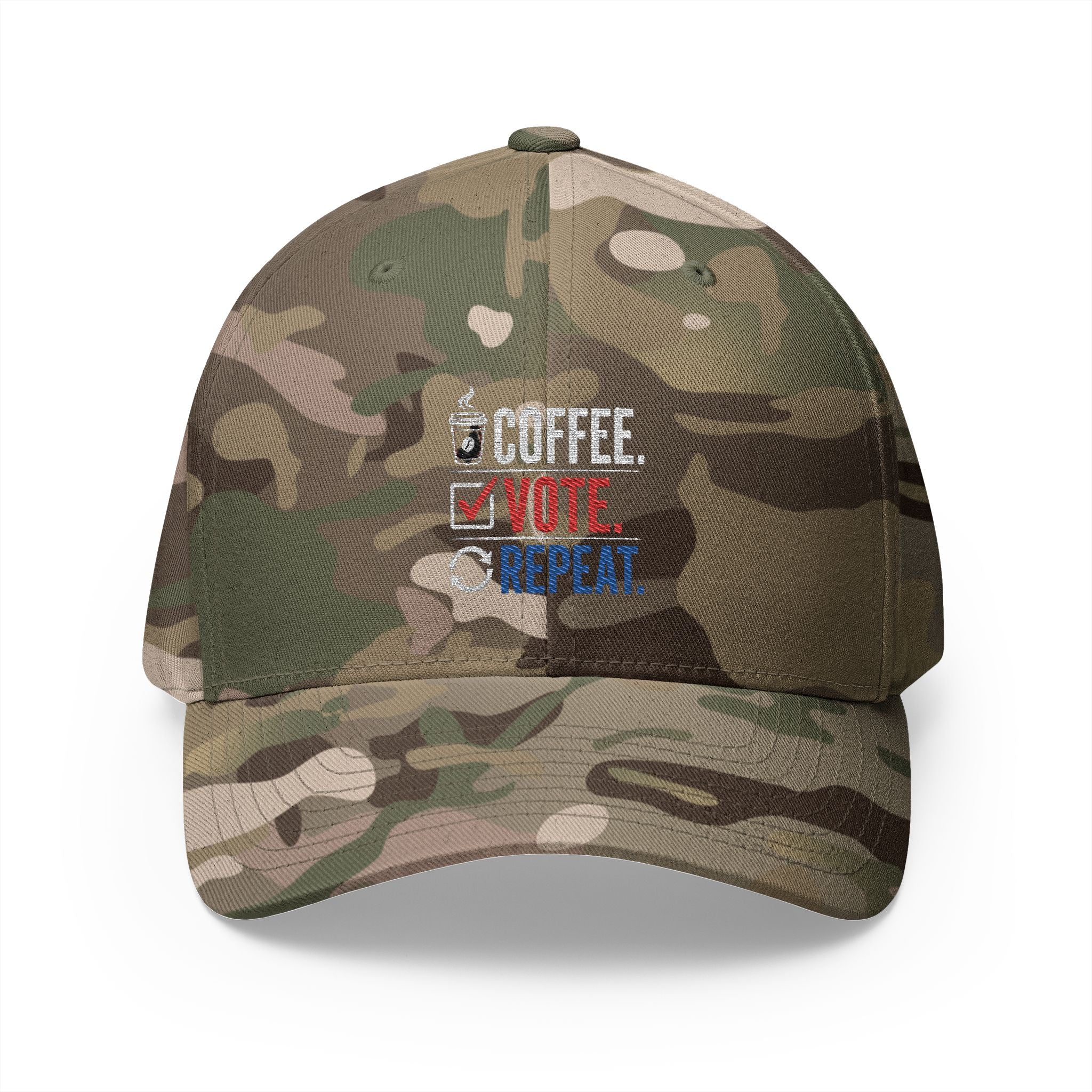 Embroidered 'Coffee. Vote. Repeat.' Cap — Political Activism Baseball Hat
