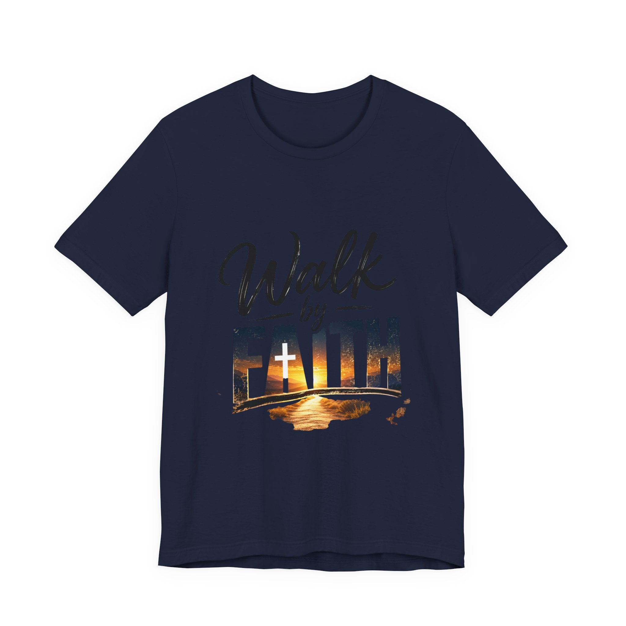 Wear Your Moment Women's Graphic T-Shirt – Walk by Faith Sunset Cross, Garment-Dyed, Sizes S–4XL