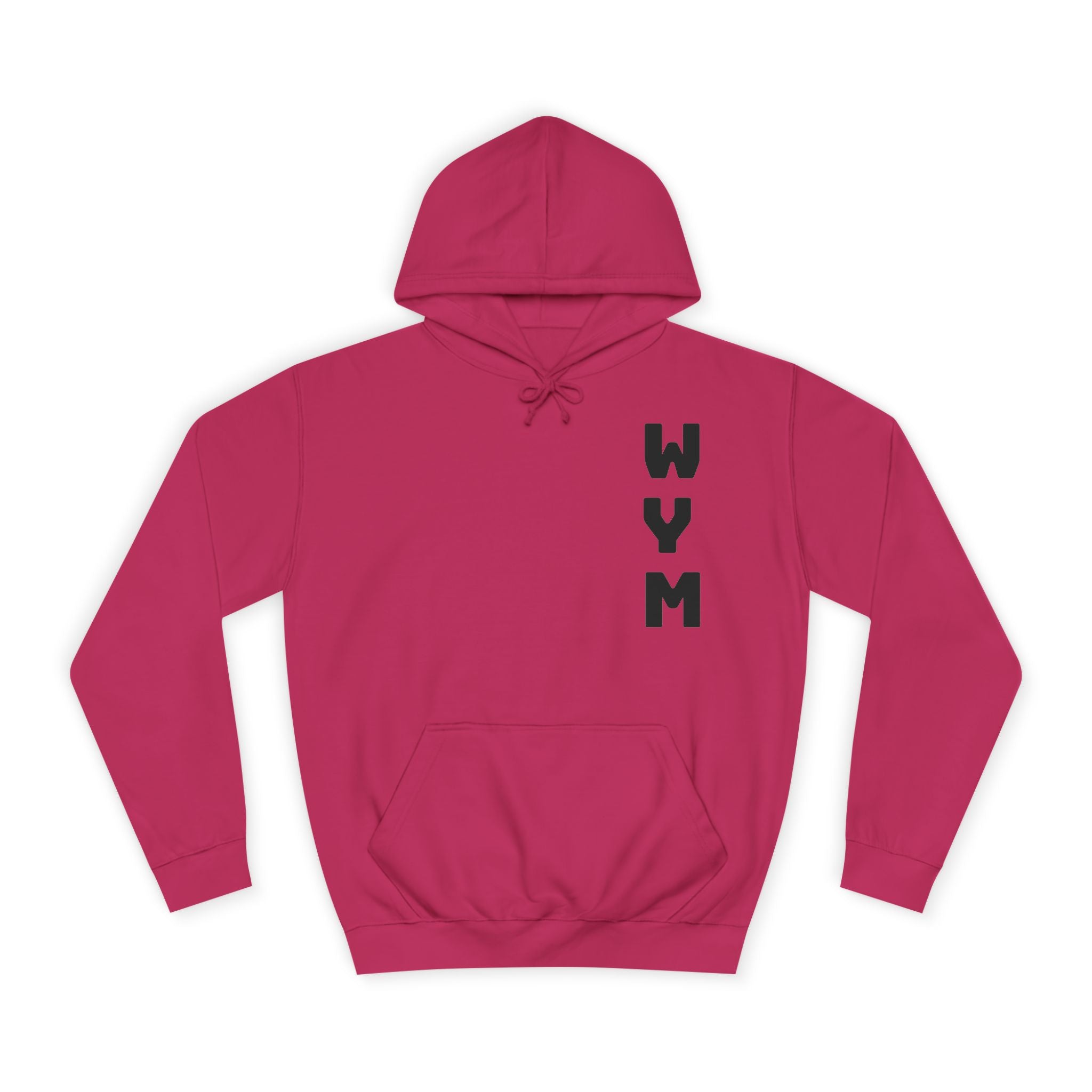 WYM Vertical Letter Hoodie — Minimal College-Style Pullover