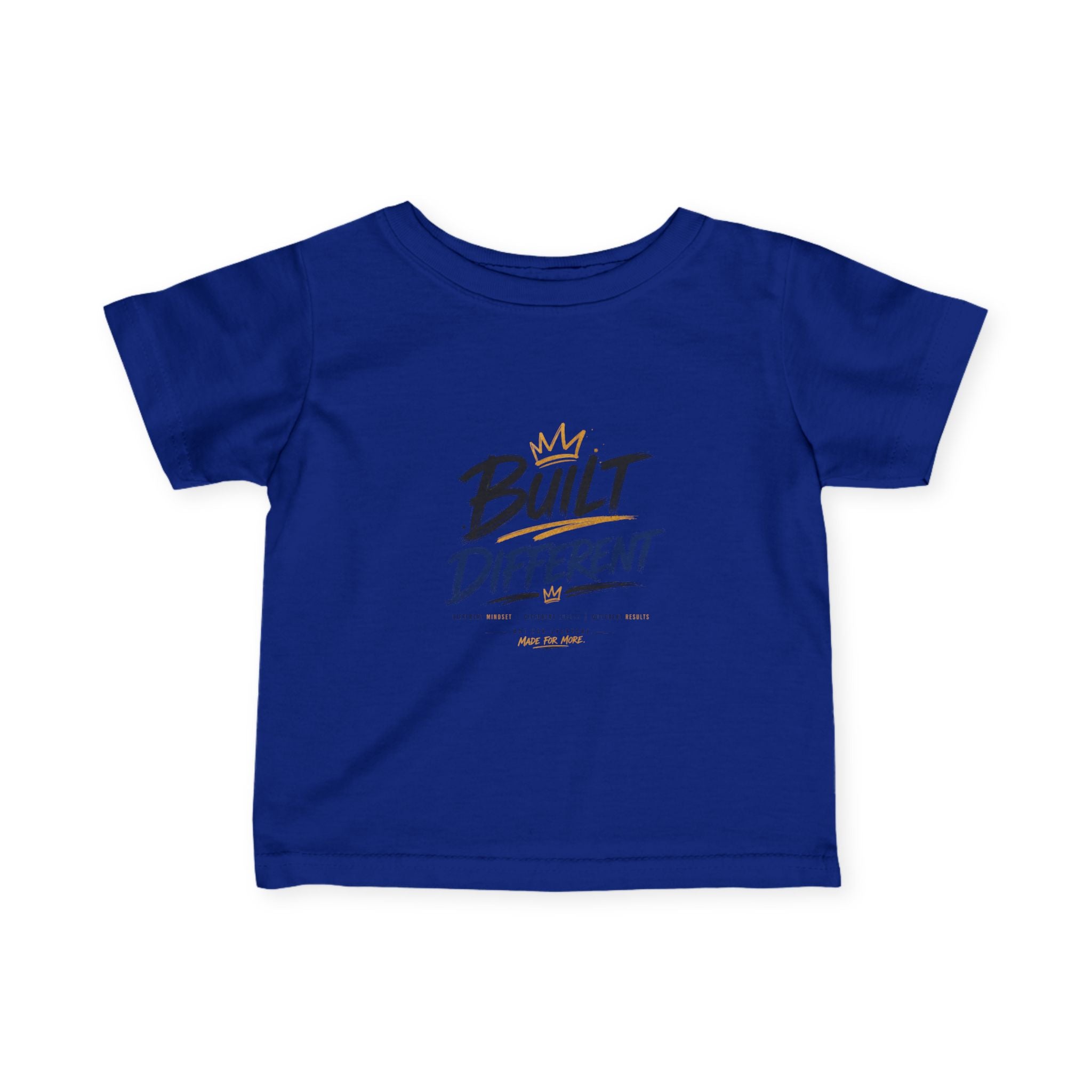 Infant Tee "Built Different" – Baby Graphic Shirt with Crown Design