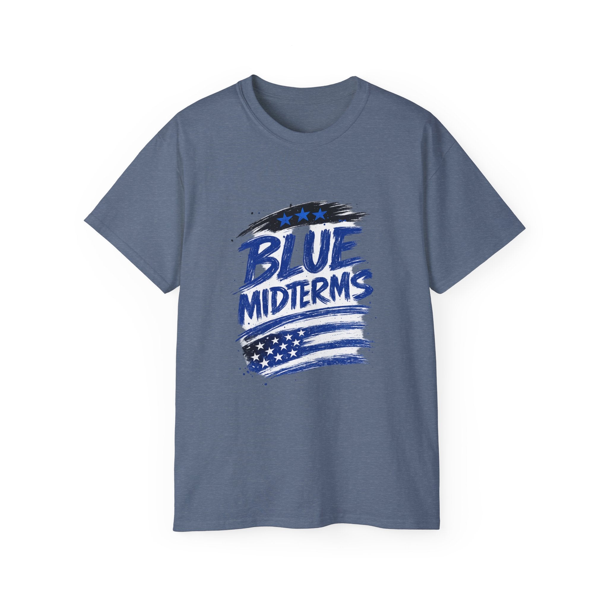 Blue Midterms Tee — Flag Brushstroke Graphic